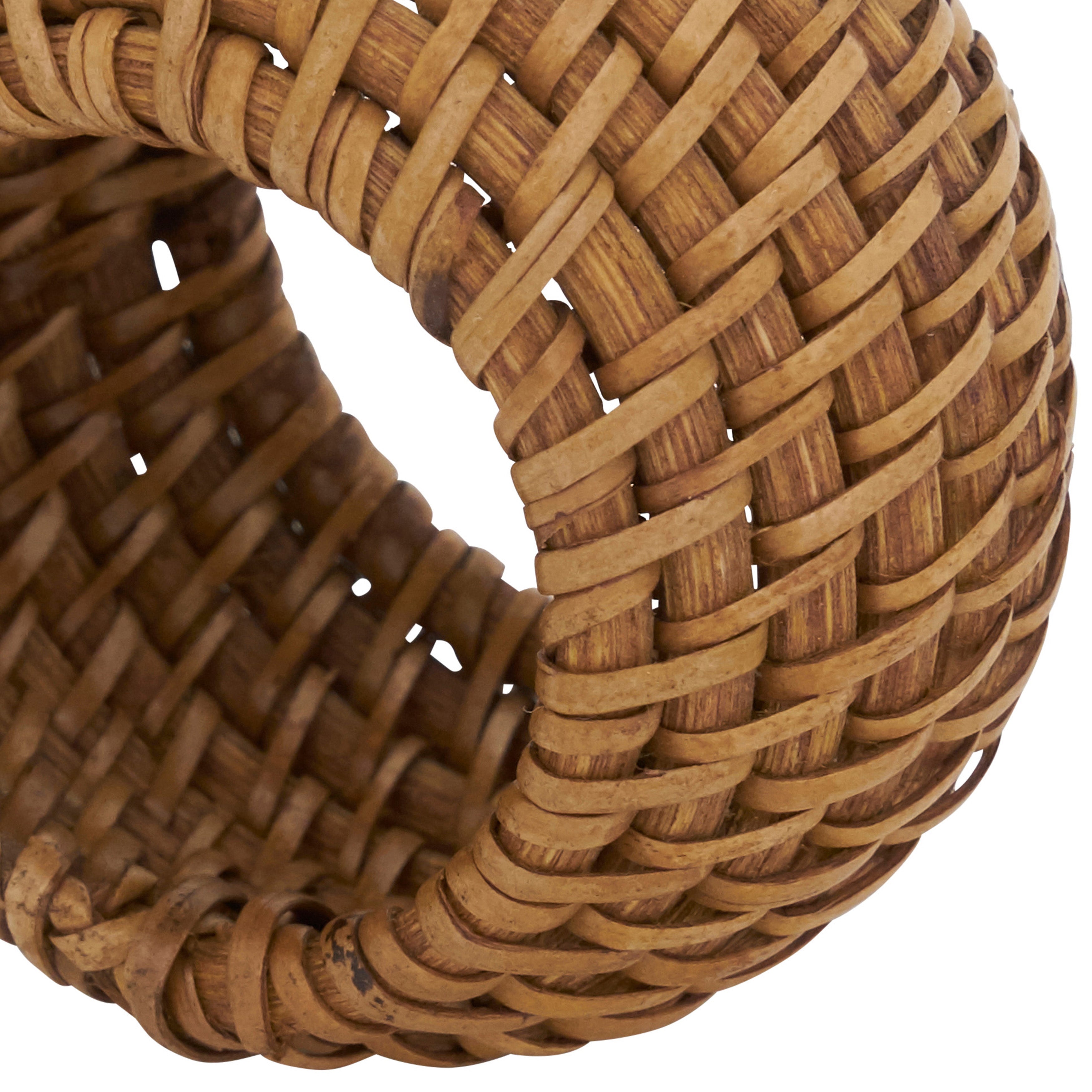Woven Round Rattan Napkin Ring, Set of 4