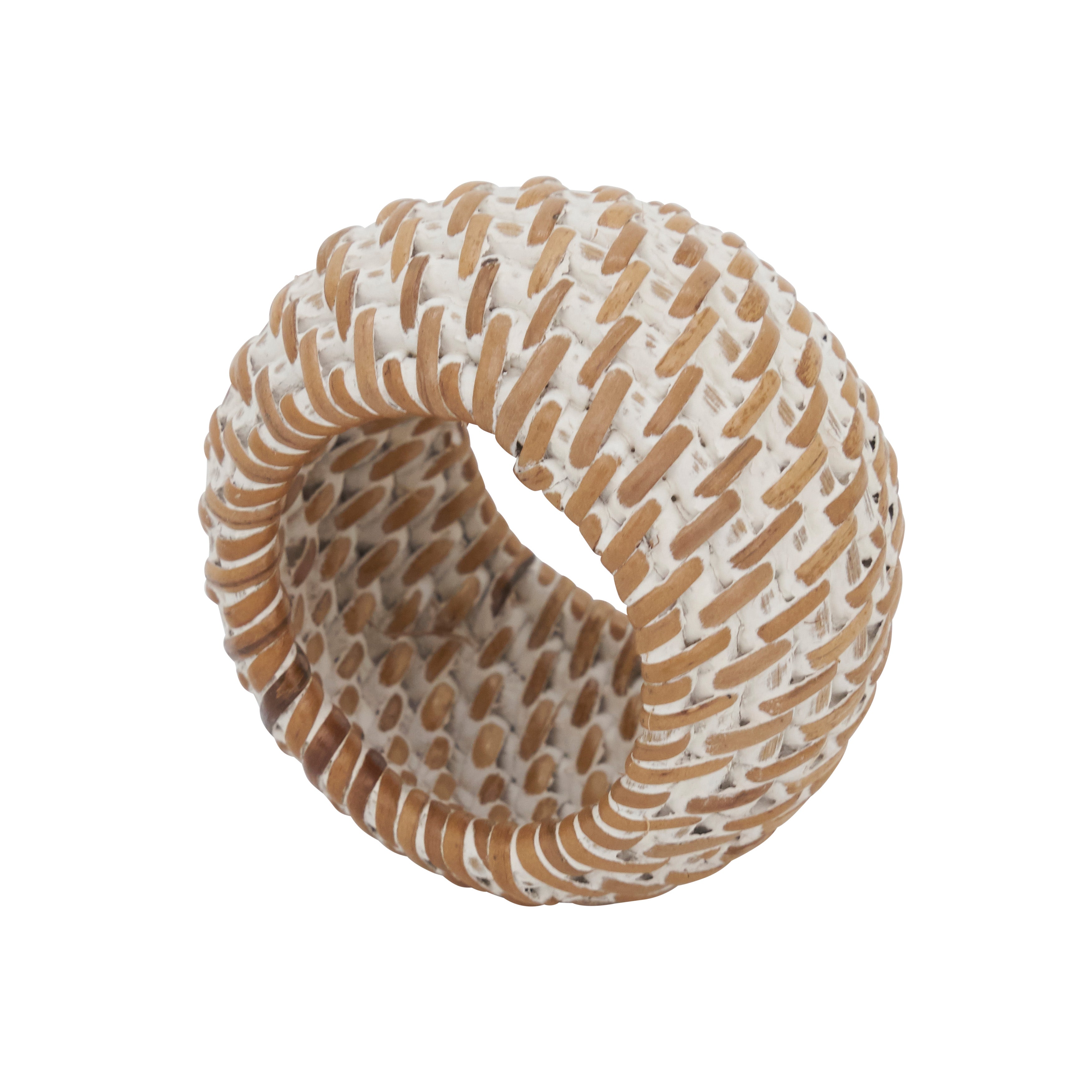 Woven Round Rattan Napkin Ring, Set of 4