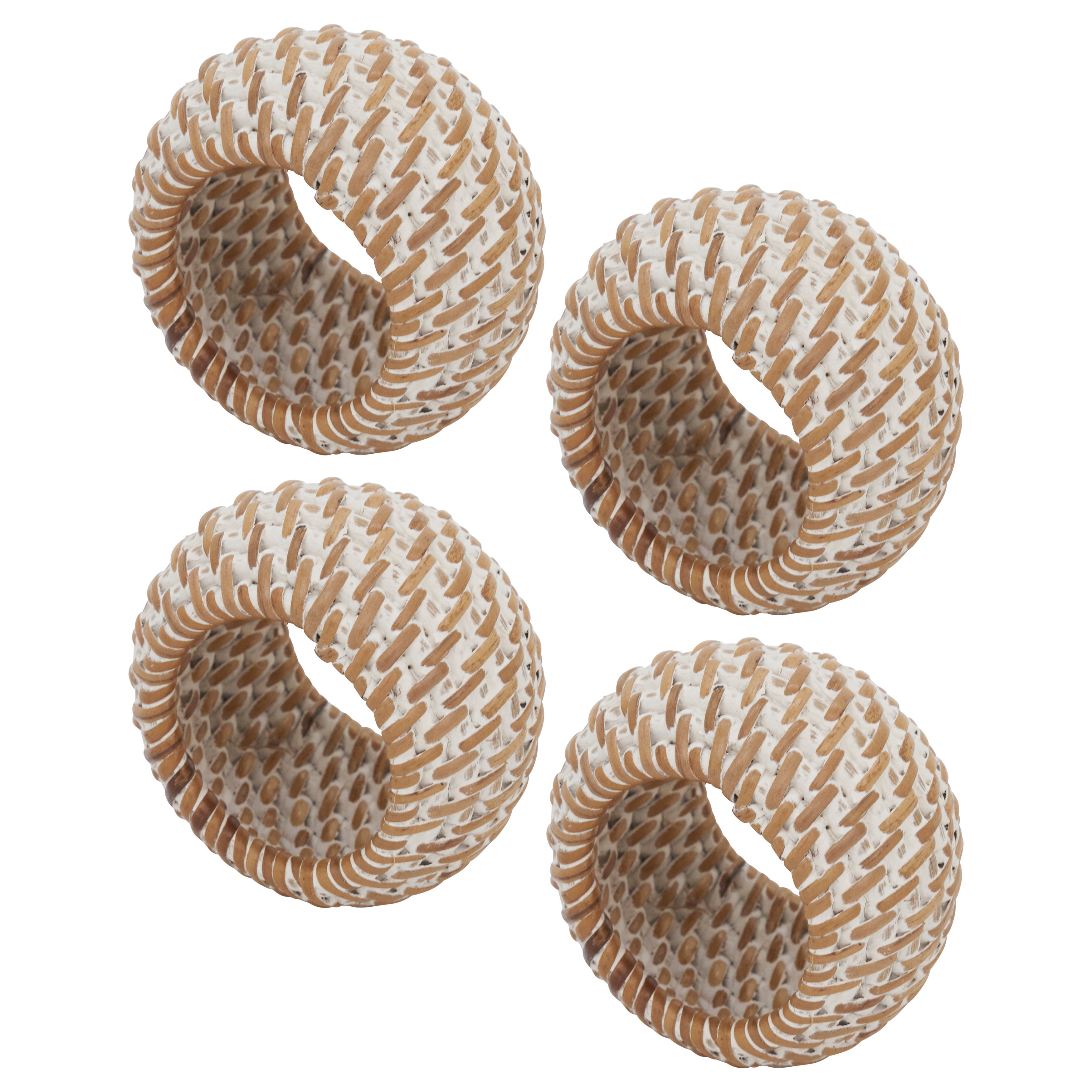 Woven Round Rattan Napkin Ring, Set of 4