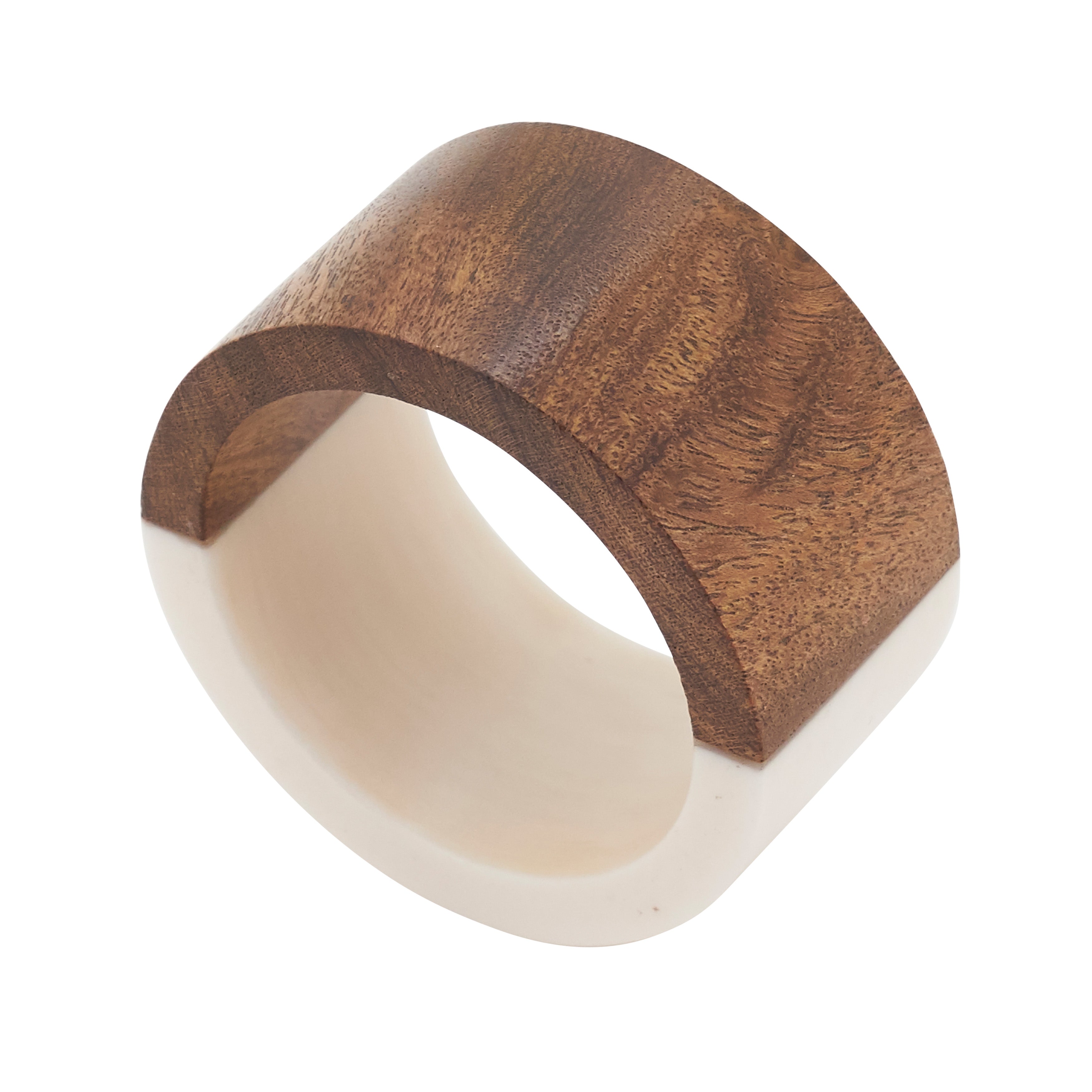 Wood and Resin Two-Tone Napkin Ring, Set of 4