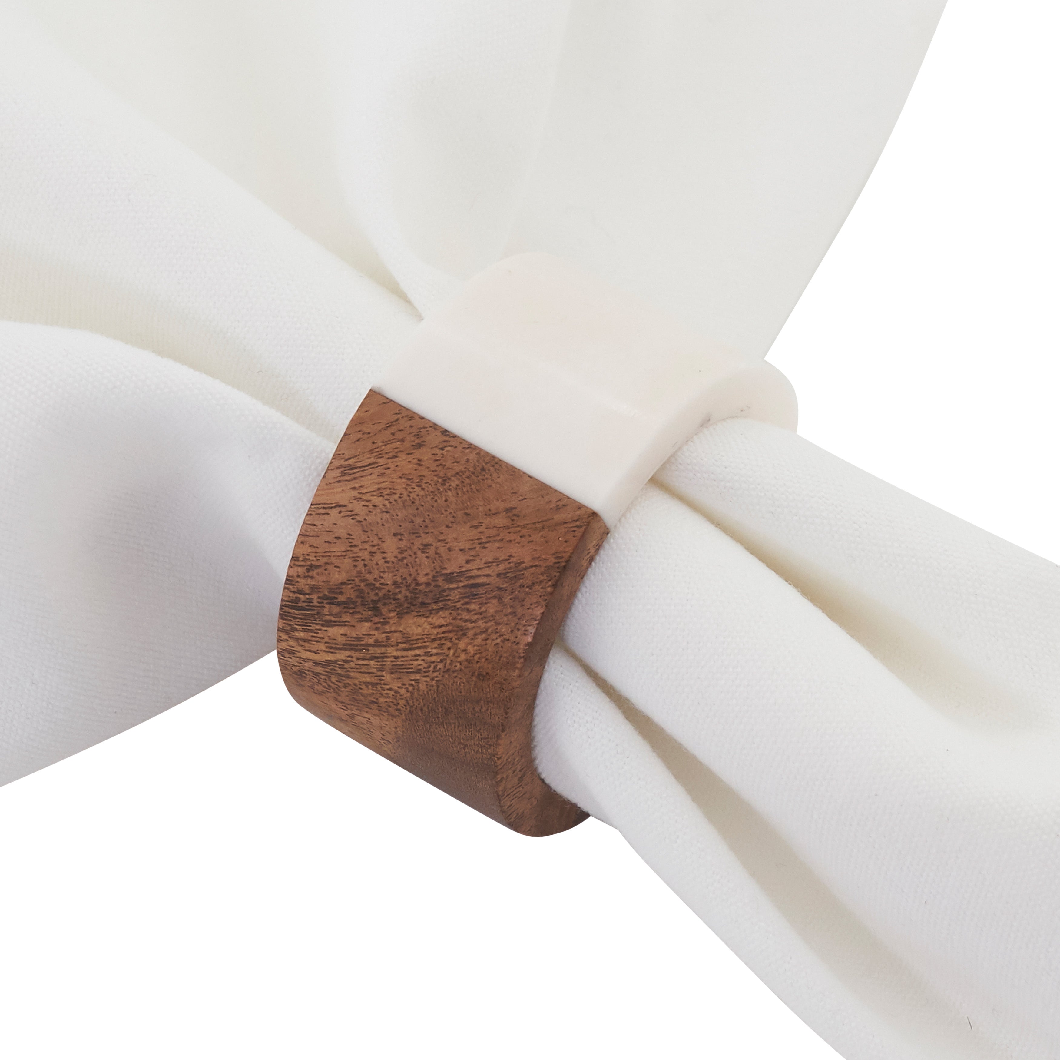 Wood and Resin Two-Tone Napkin Ring, Set of 4