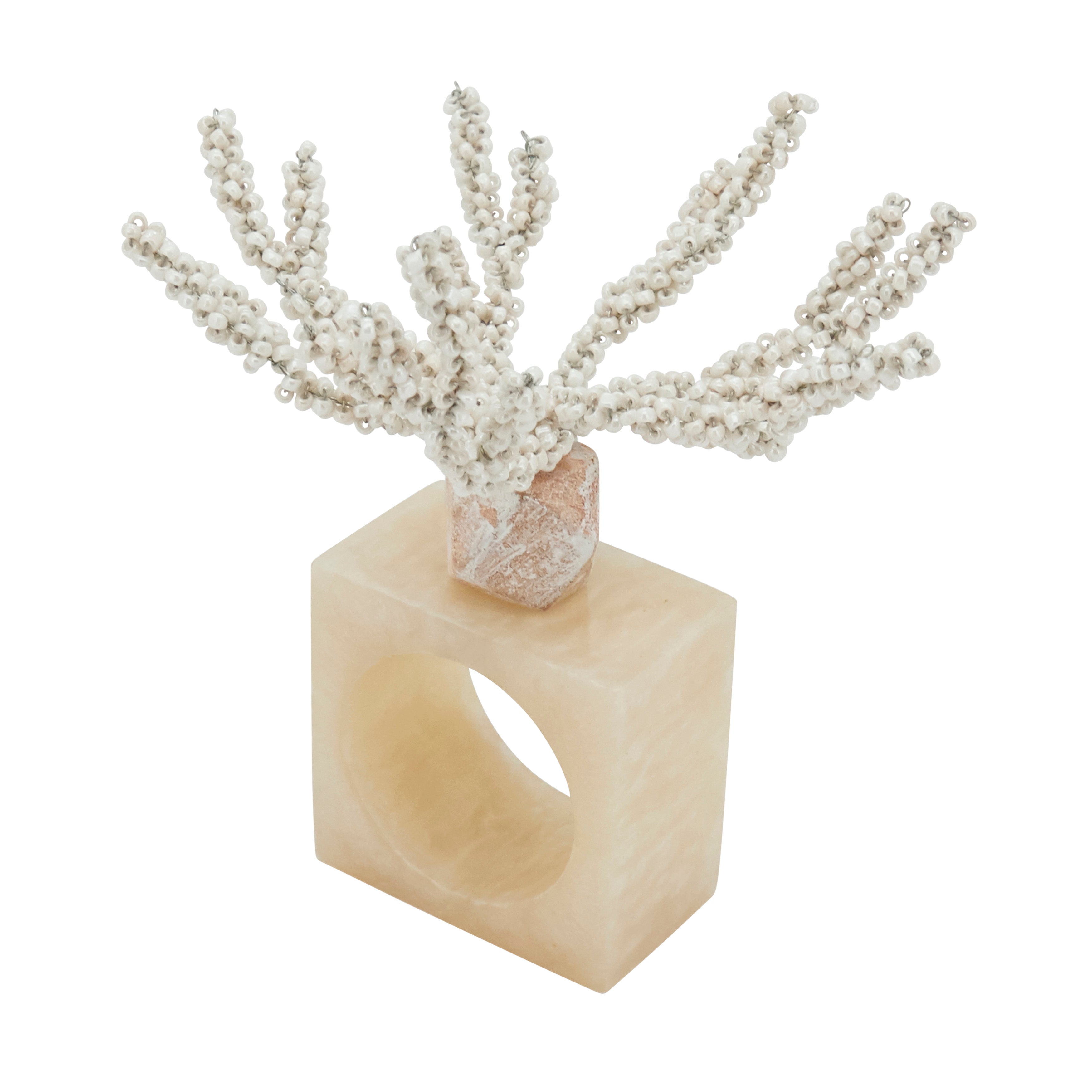 Coral Breeze Beaded Resin Napkin Ring, Set of 4