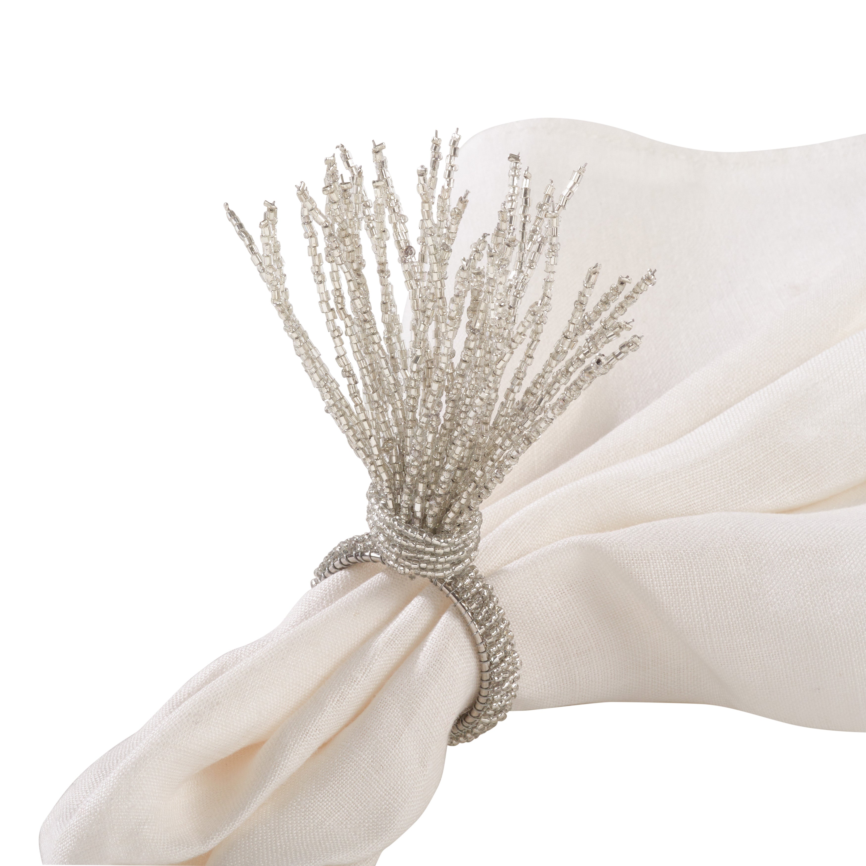 Beaded Spray Design Napkin Ring, Set of 4