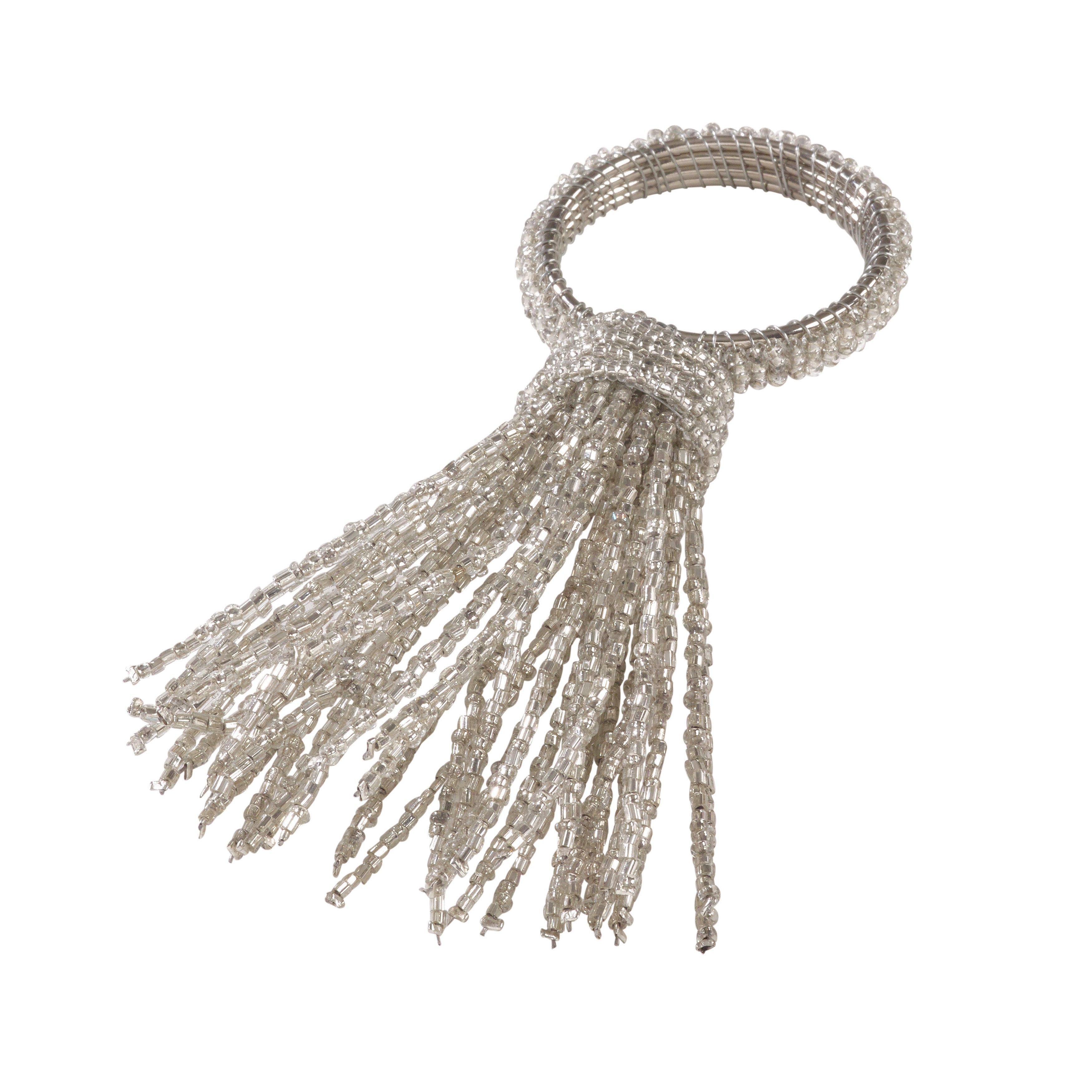 Beaded Spray Design Napkin Ring, Set of 4