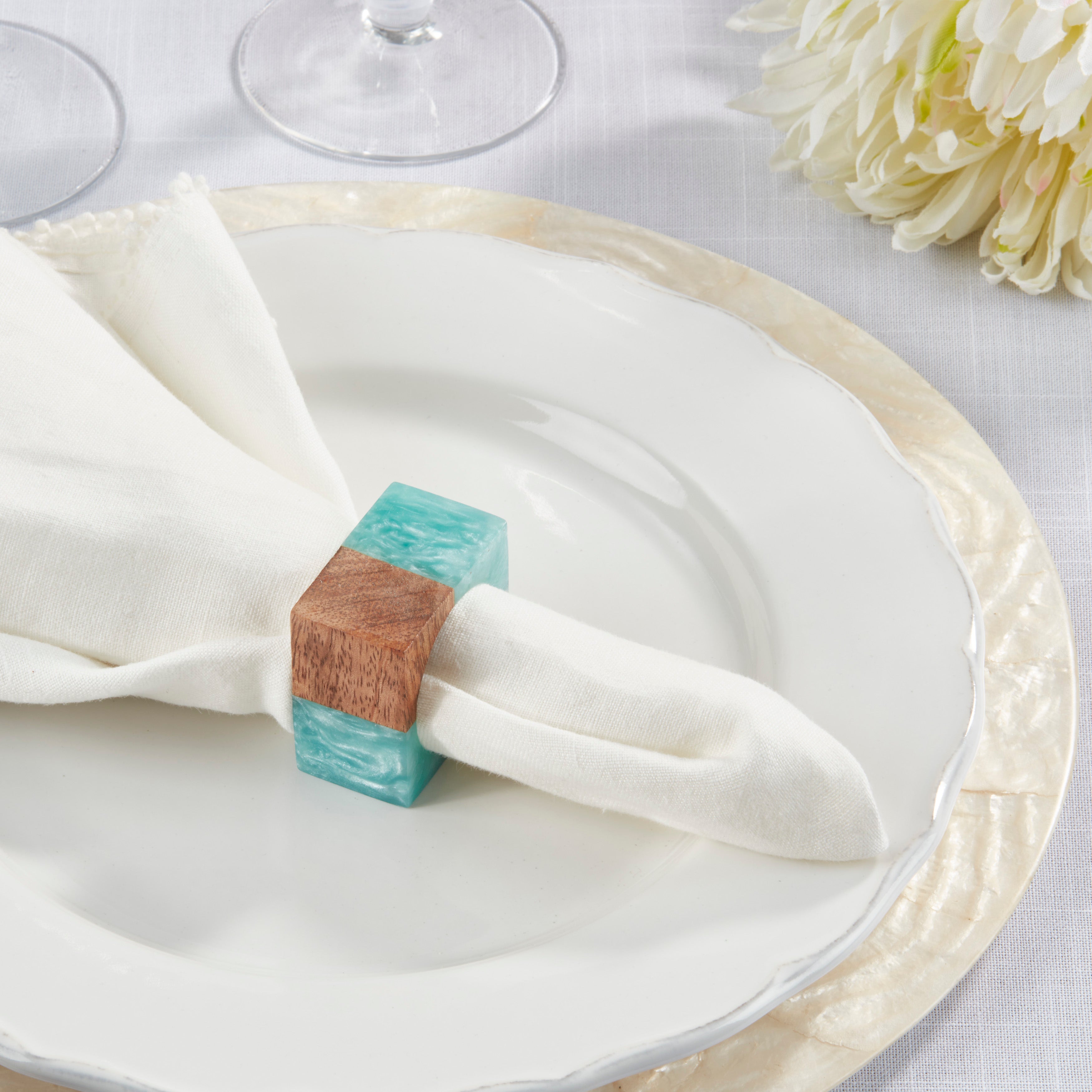 Wooden Fusion Resin Napkin Ring, Set of 4