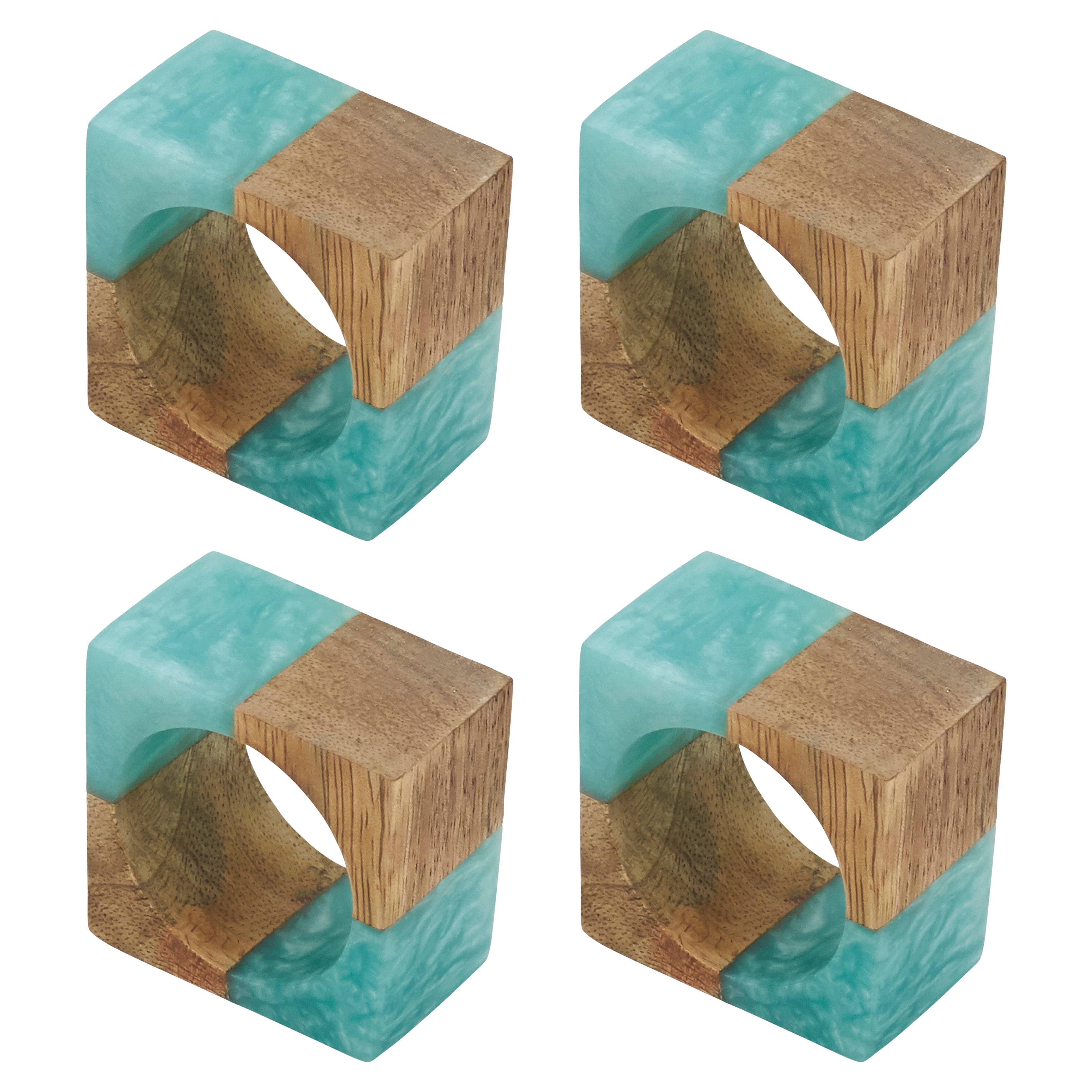 Wooden Fusion Resin Napkin Ring, Set of 4