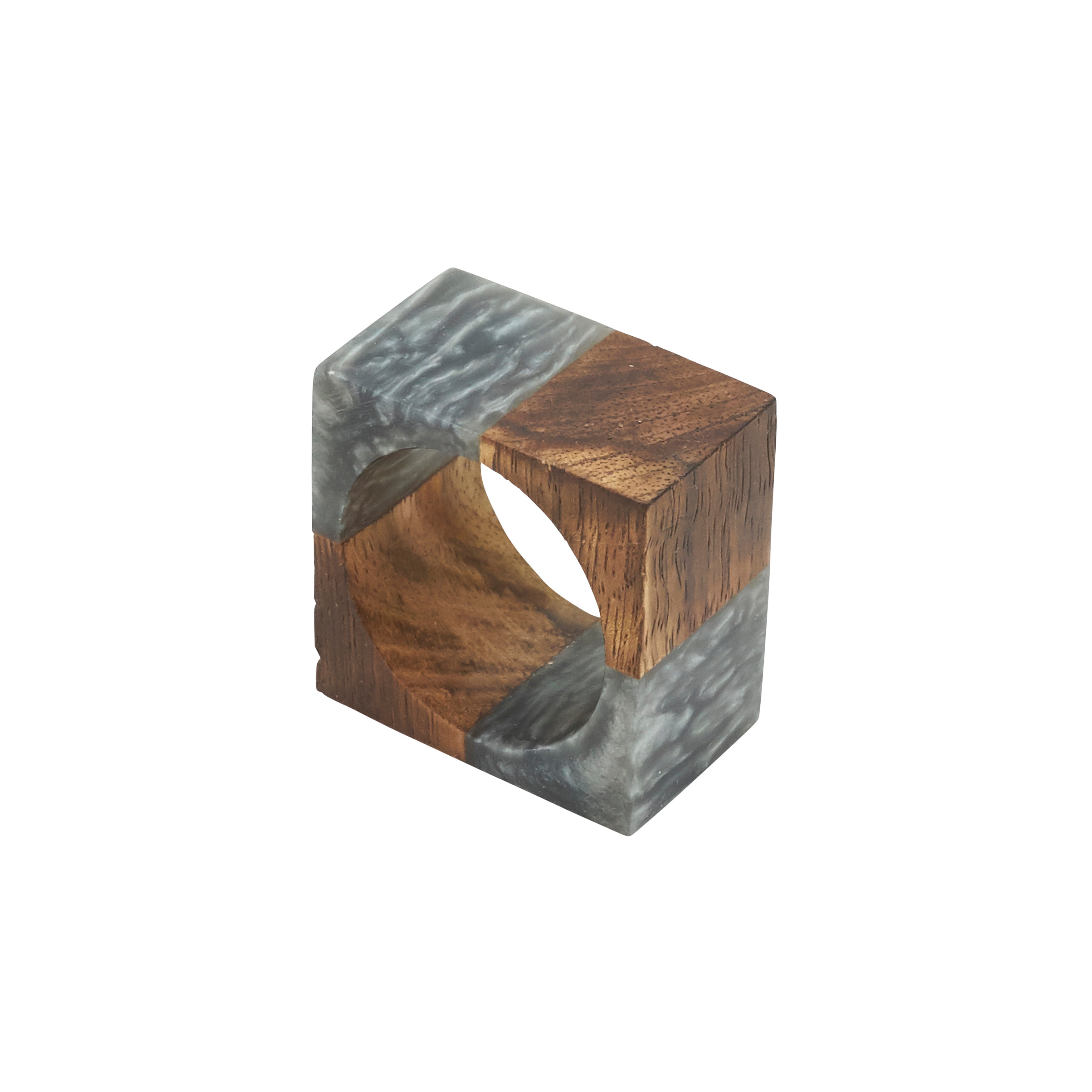 Wooden Fusion Resin Napkin Ring, Set of 4