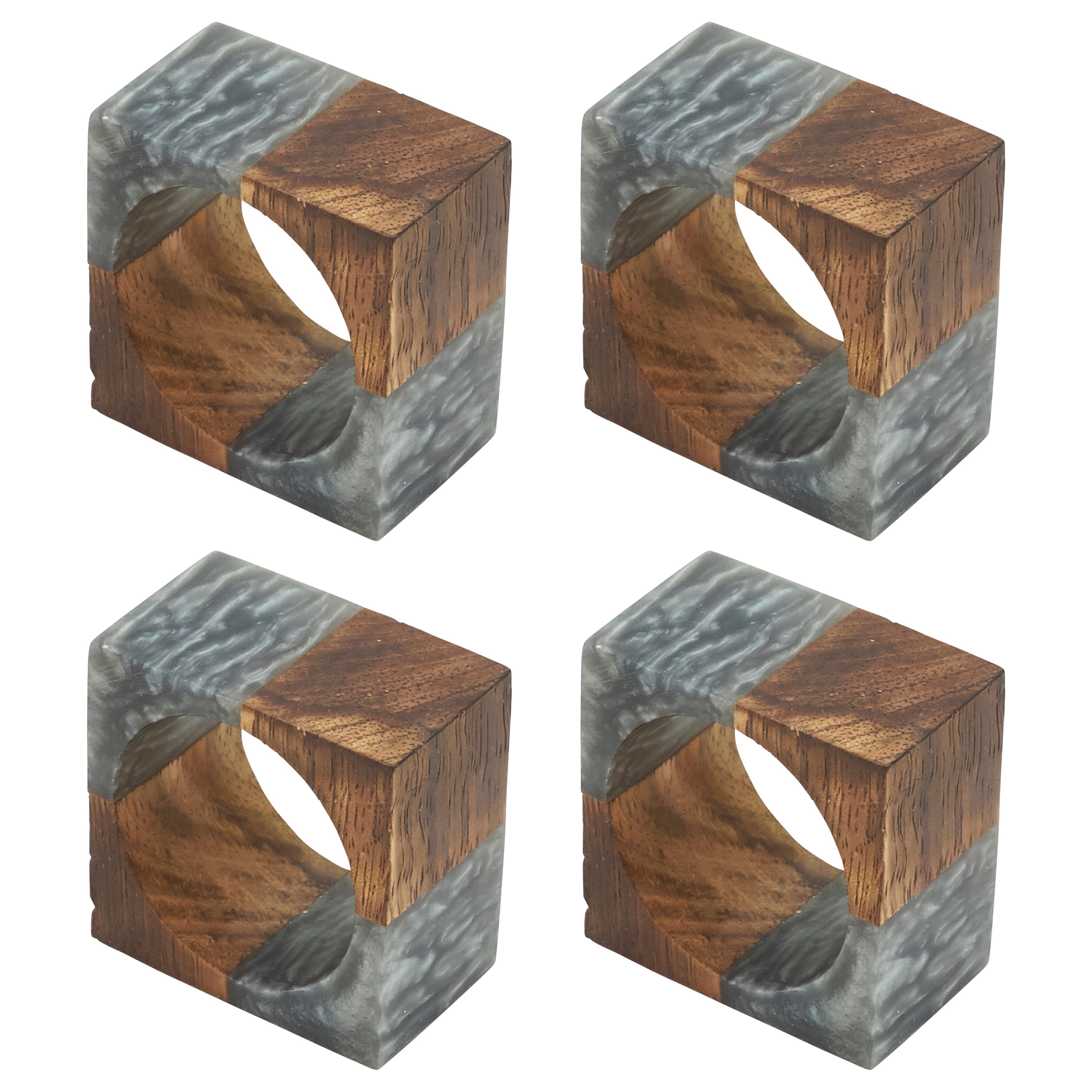 Wooden Fusion Resin Napkin Ring, Set of 4