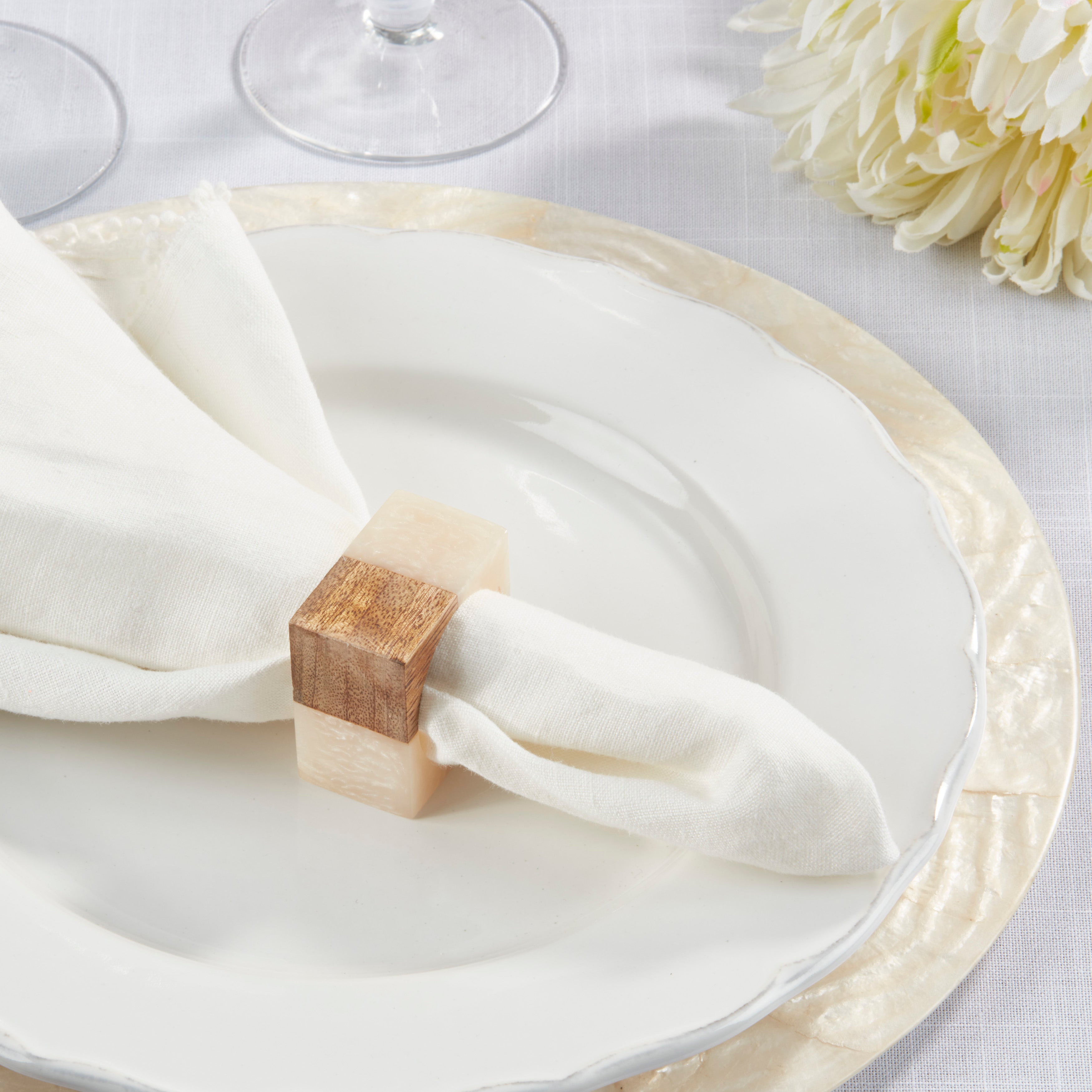 Wooden Fusion Resin Napkin Ring, Set of 4
