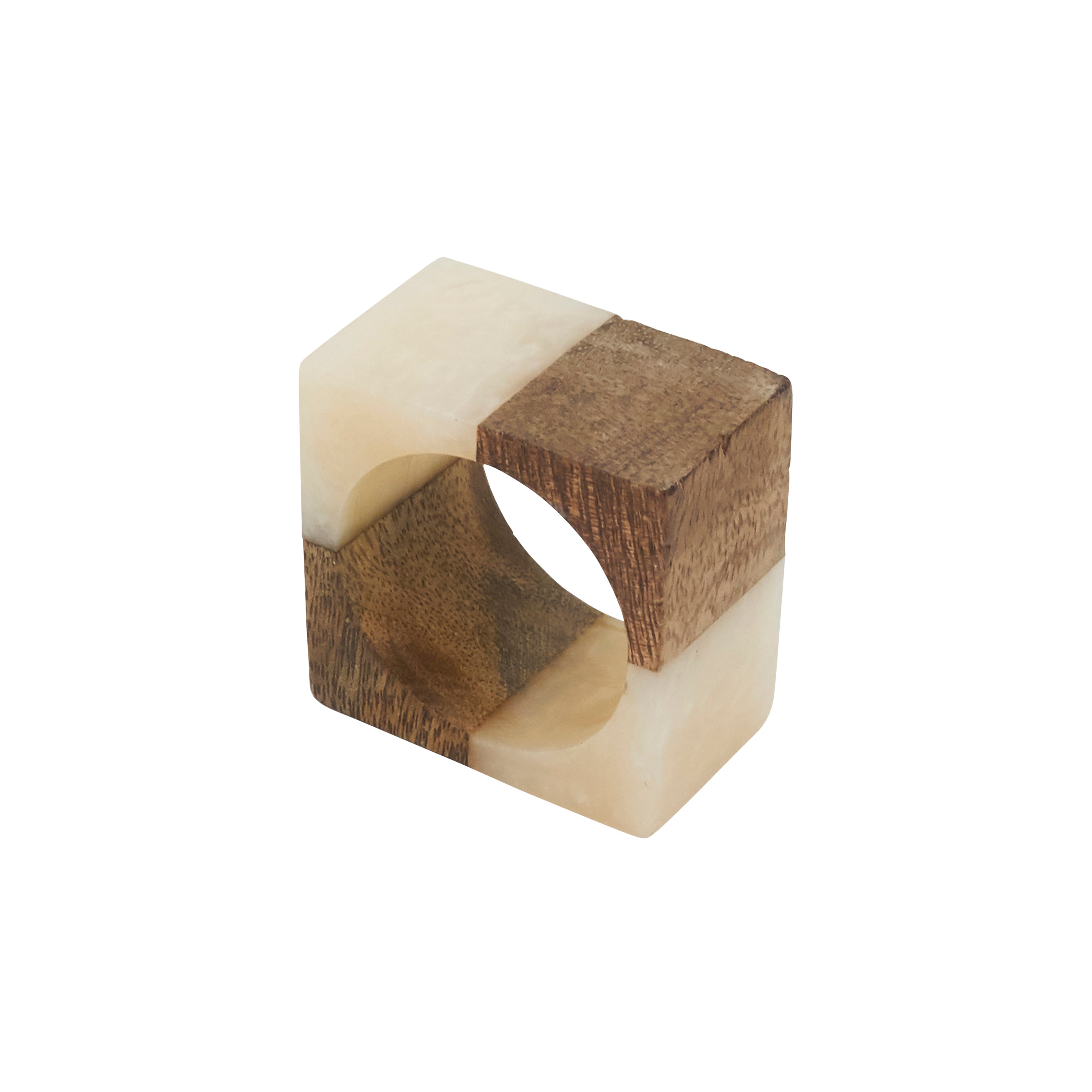 Wooden Fusion Resin Napkin Ring, Set of 4