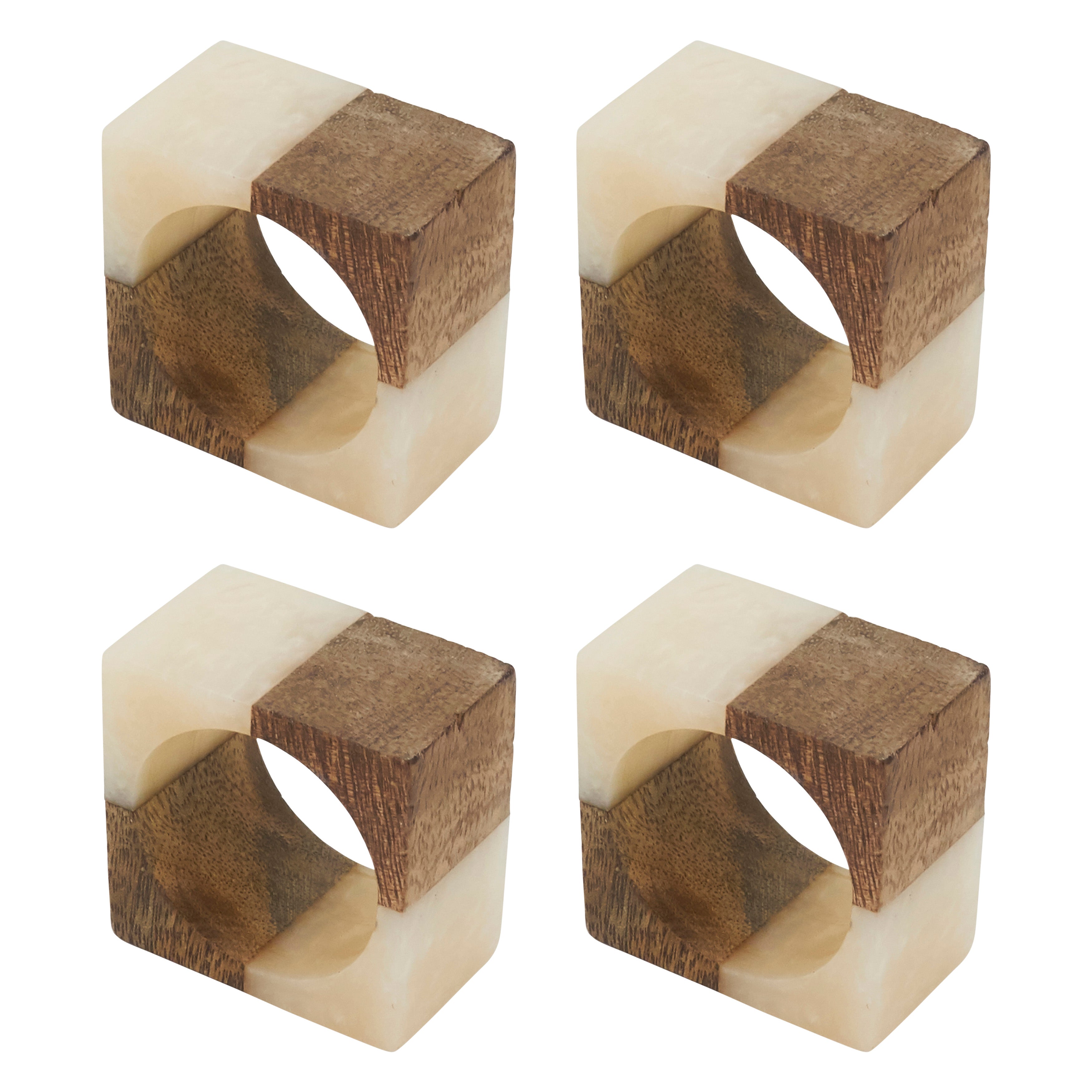 Wooden Fusion Resin Napkin Ring, Set of 4