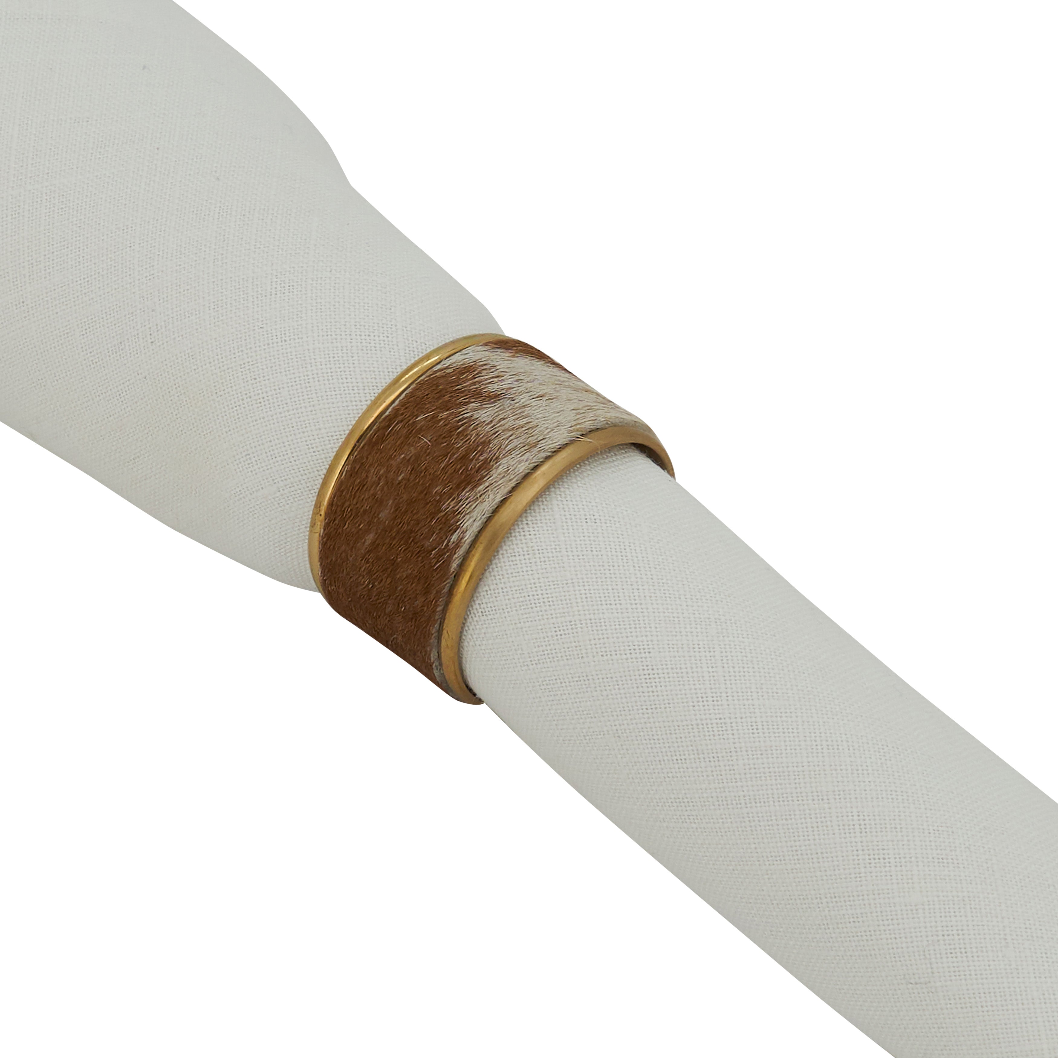 Cow Hide Napkin Ring, Set of 4