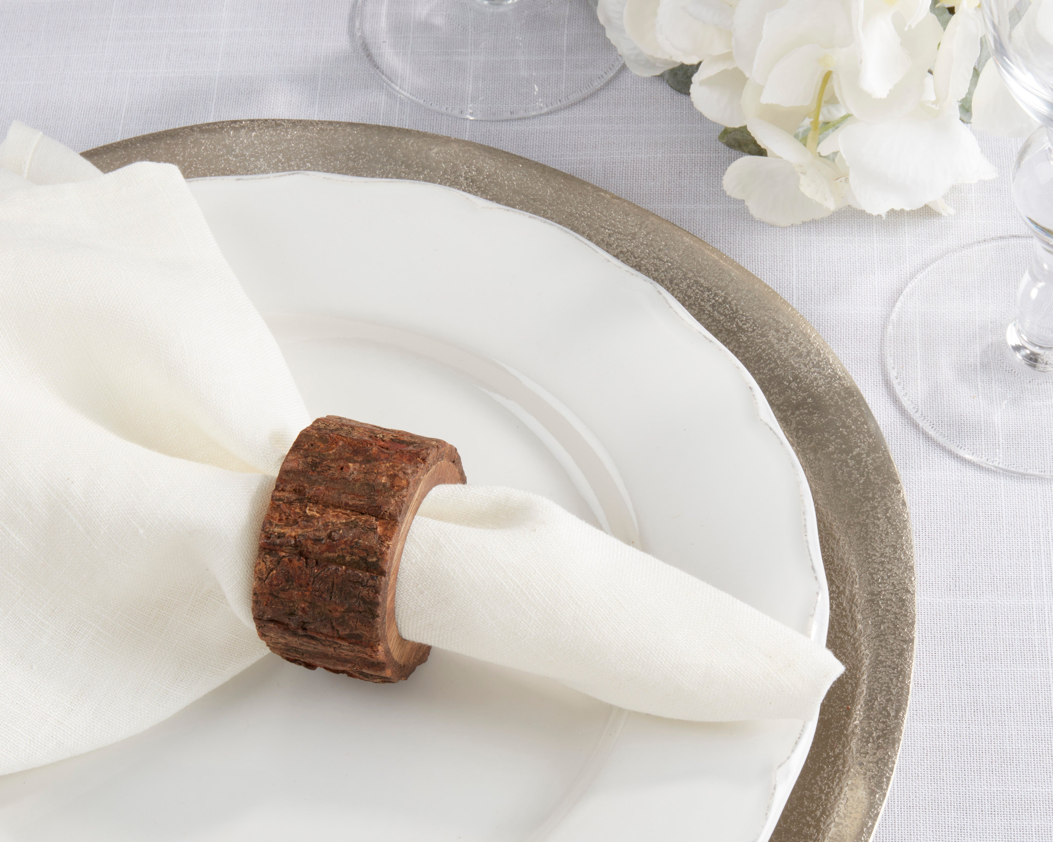 Wood Bark Napkin Ring, Set of 4