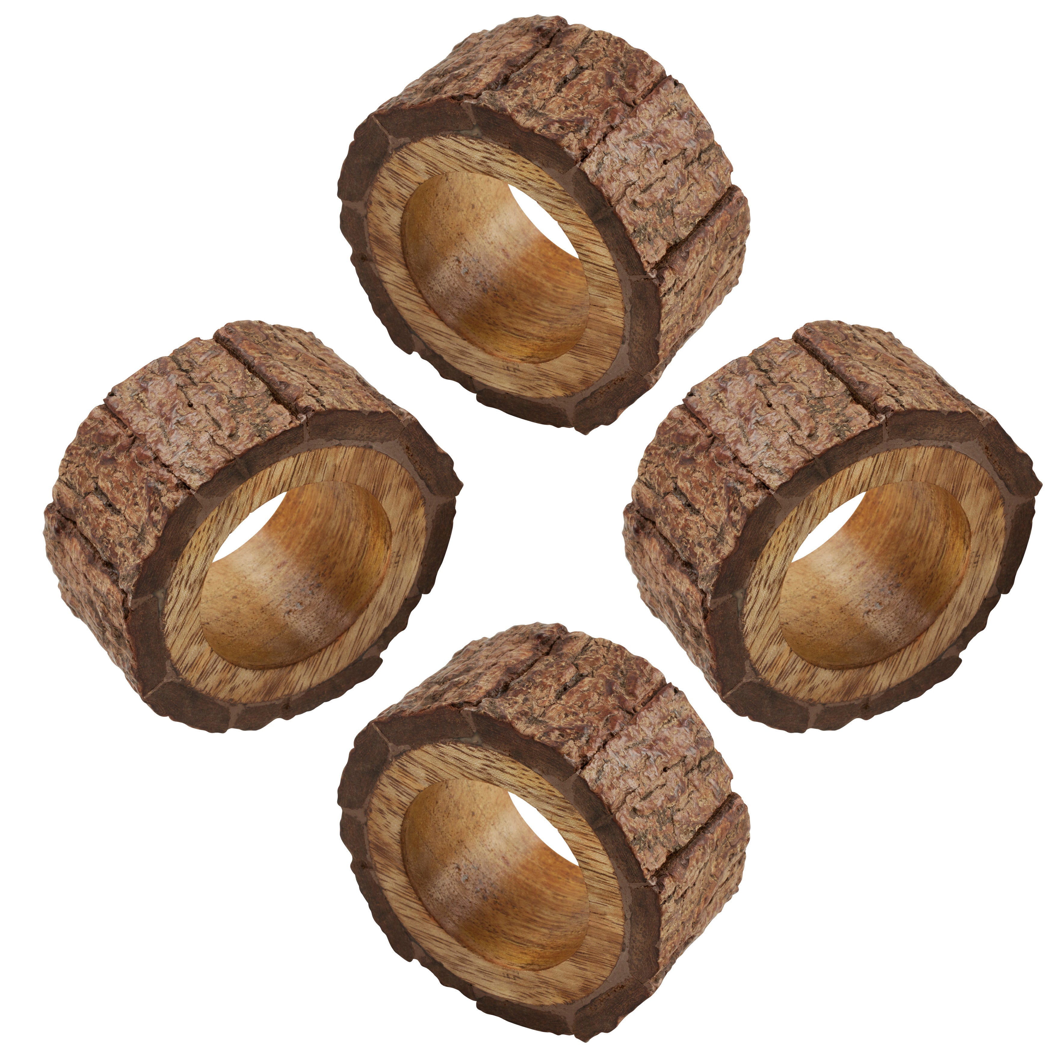 Wood Bark Napkin Ring, Set of 4