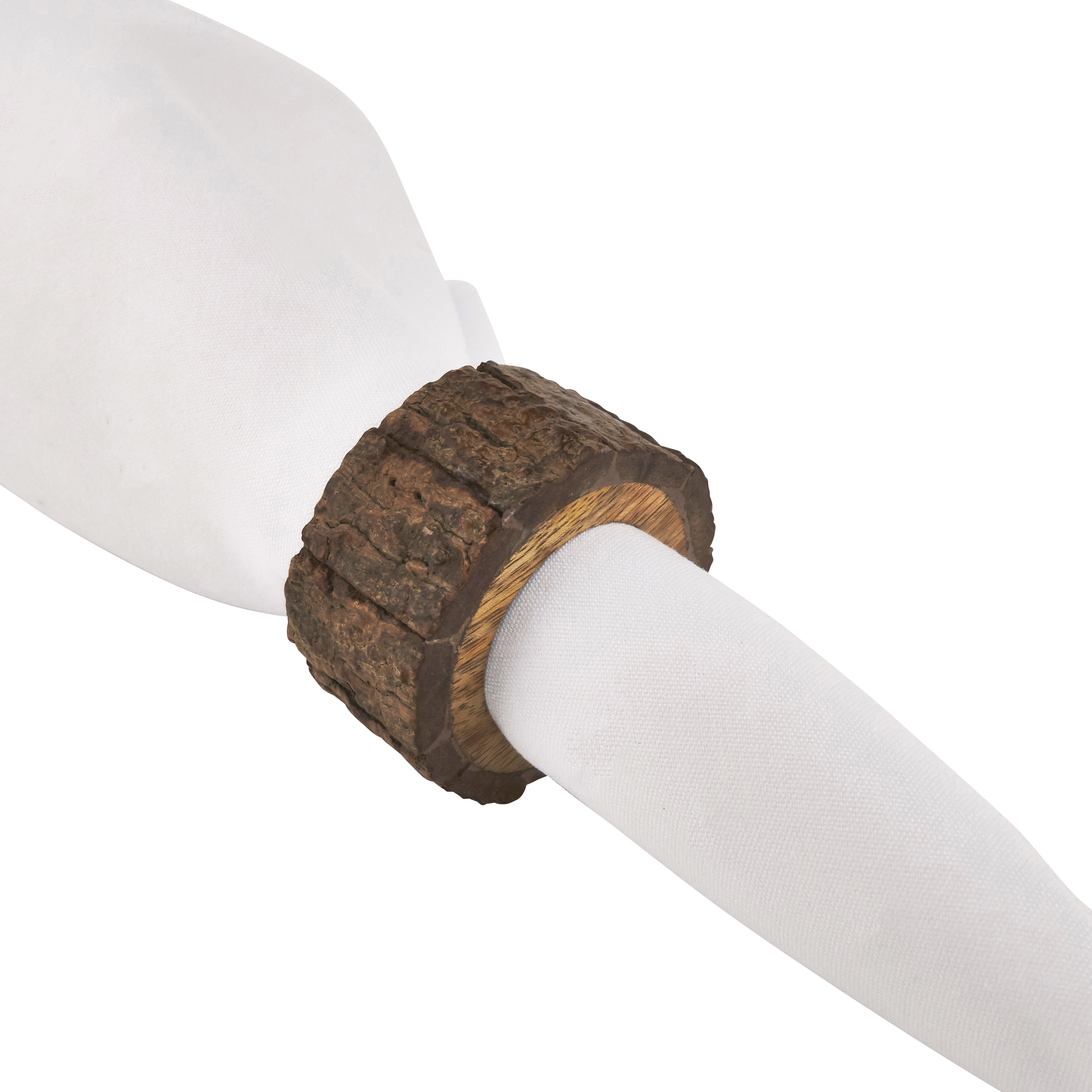 Wood Bark Napkin Ring, Set of 4