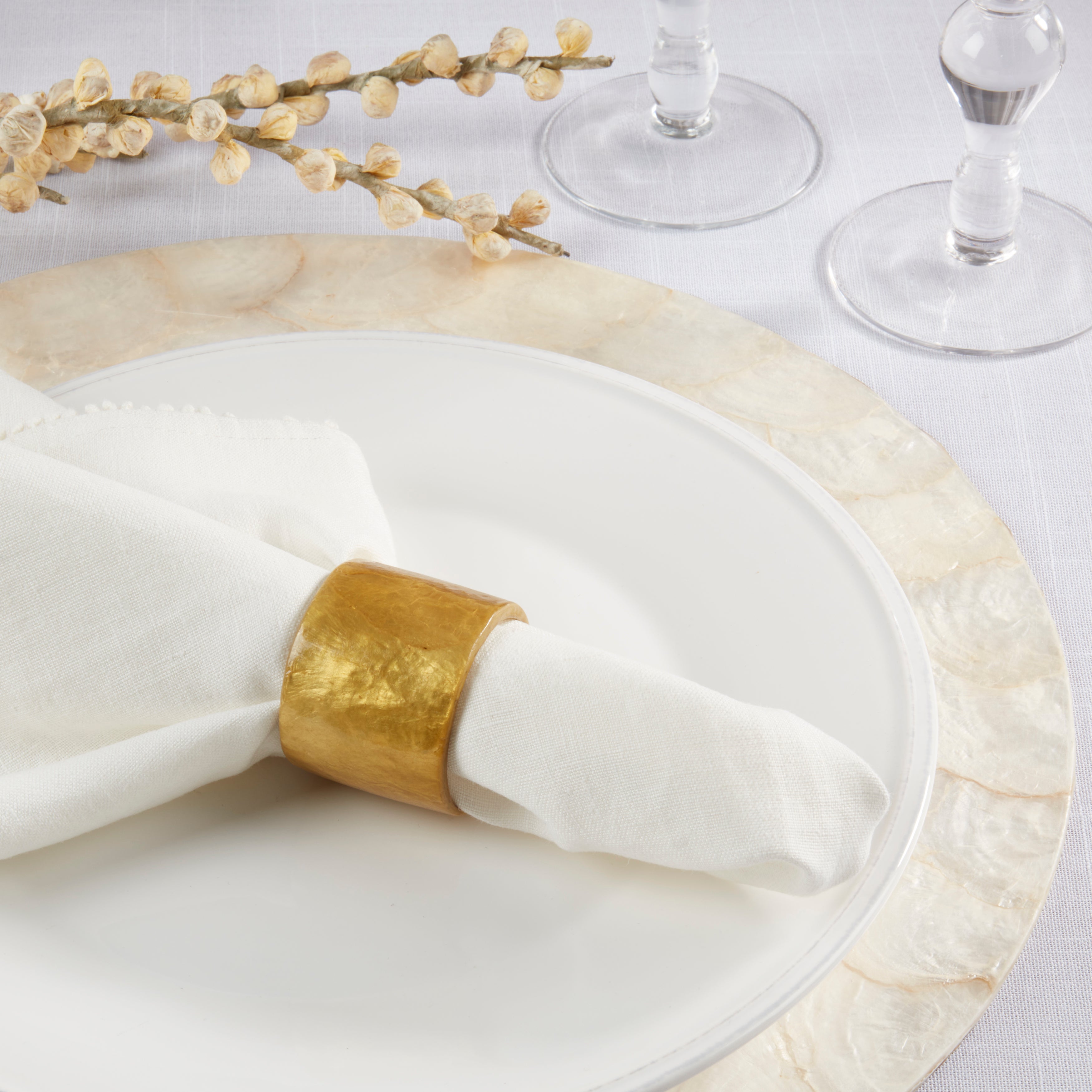 Radiant Capiz Napkin Ring, Set of 4