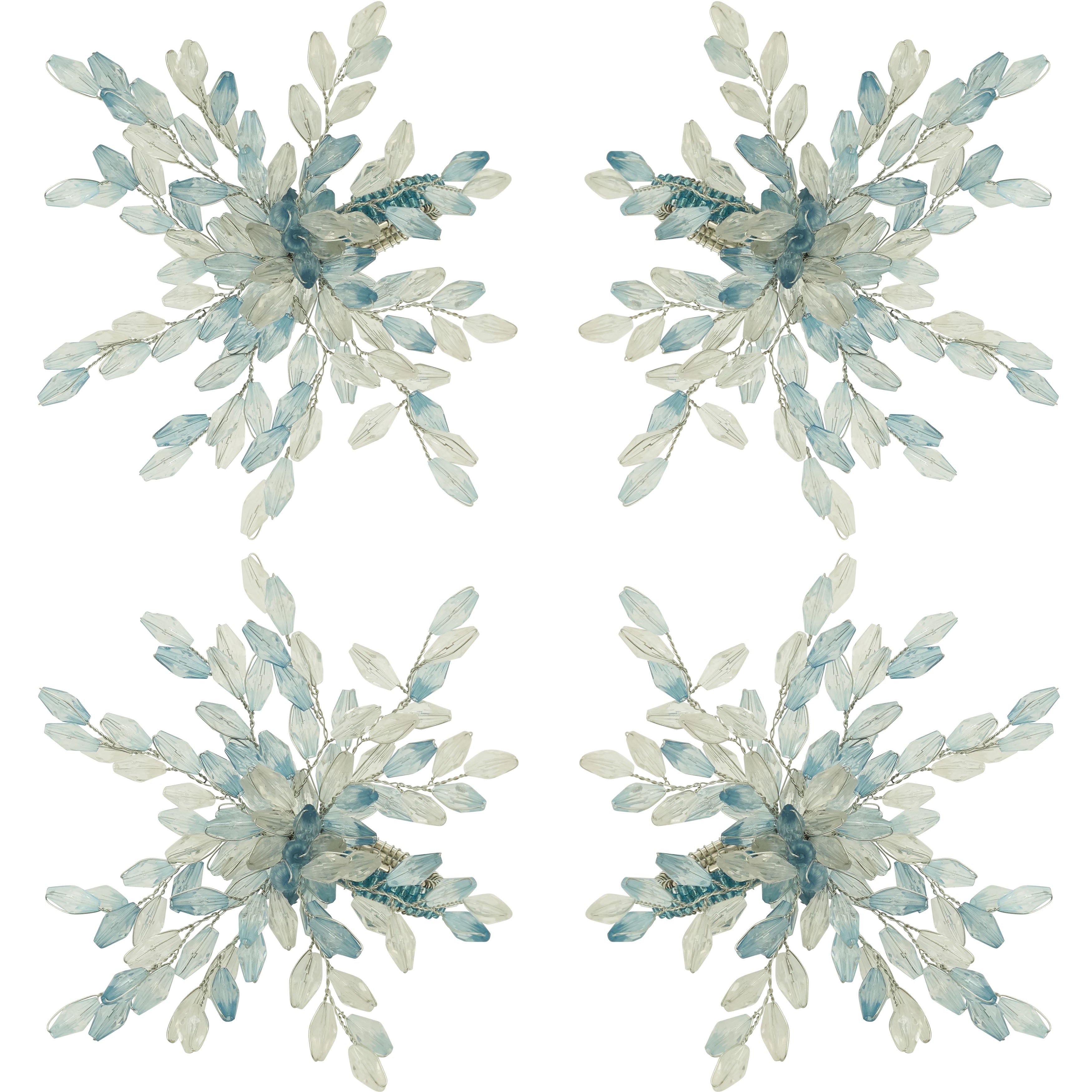 Beaded Flower Napkin Rings, Set of 4