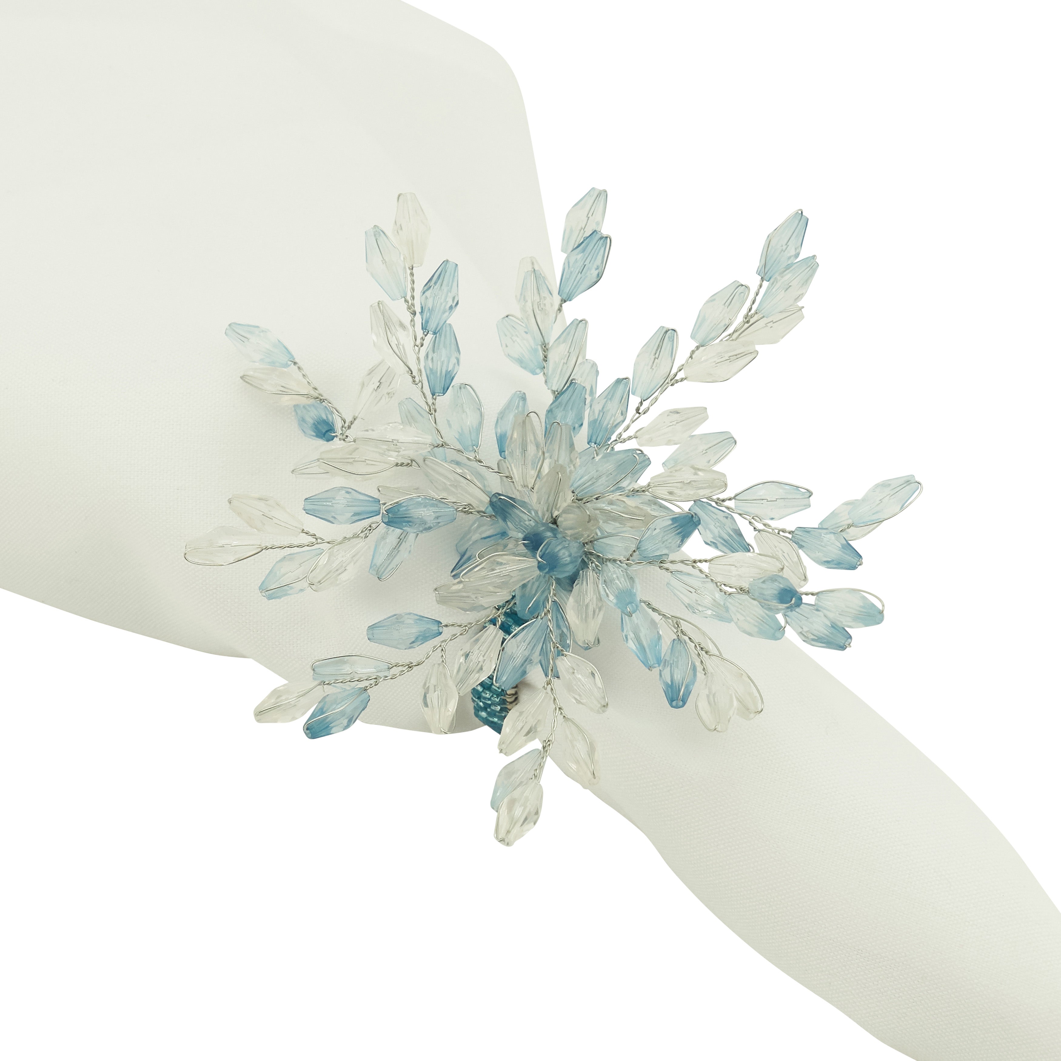 Beaded Flower Napkin Rings, Set of 4