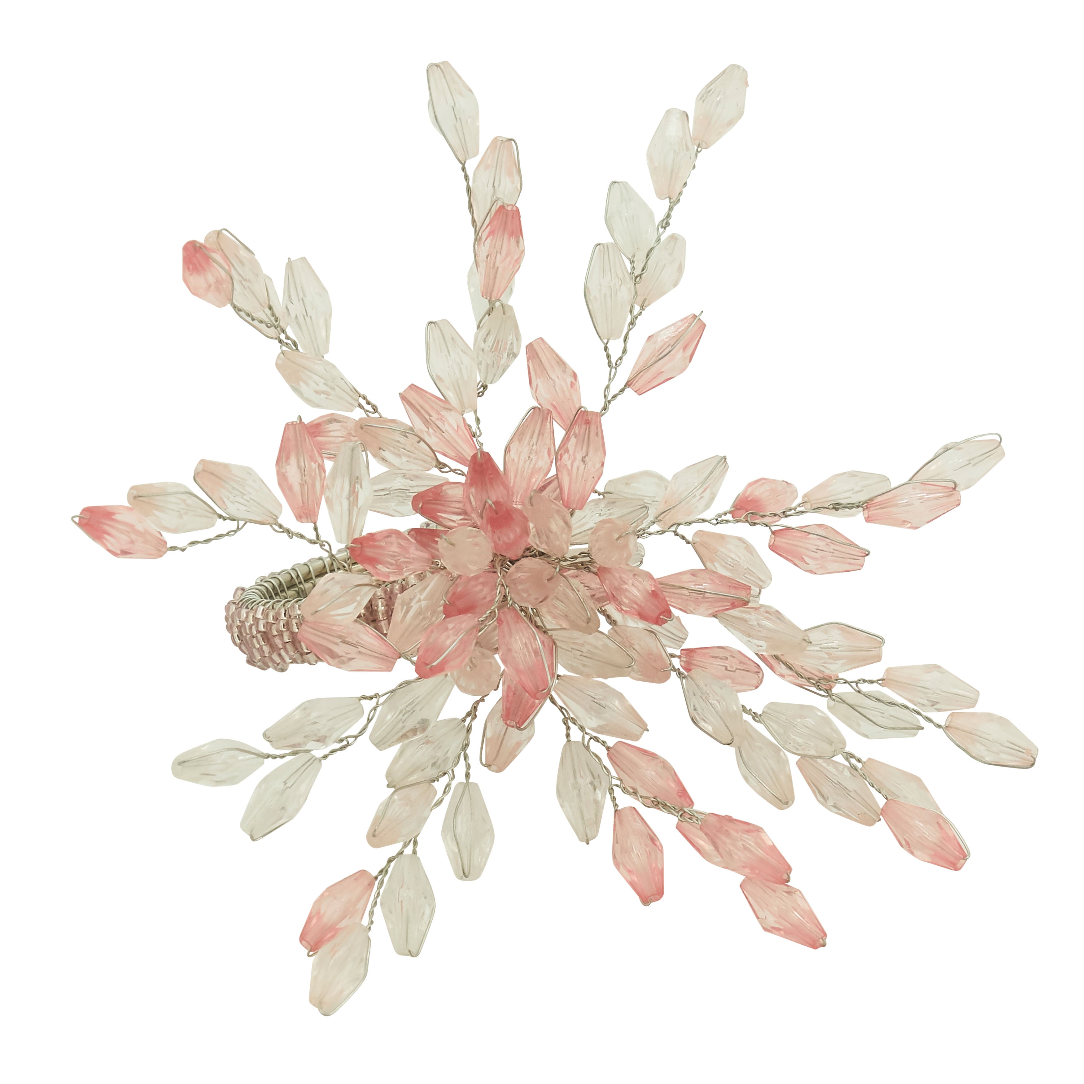 Beaded Flower Napkin Rings, Set of 4