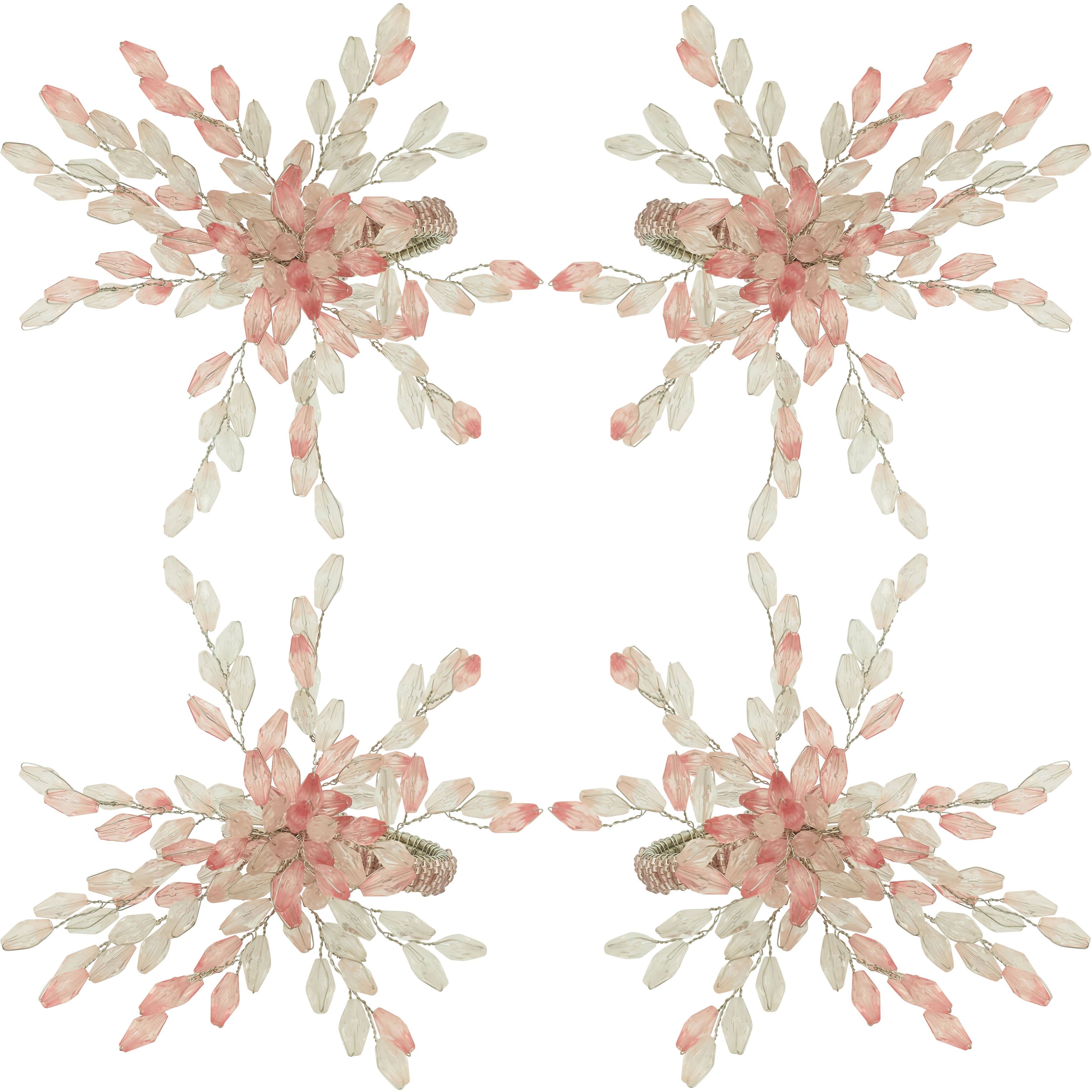 Beaded Flower Napkin Rings, Set of 4