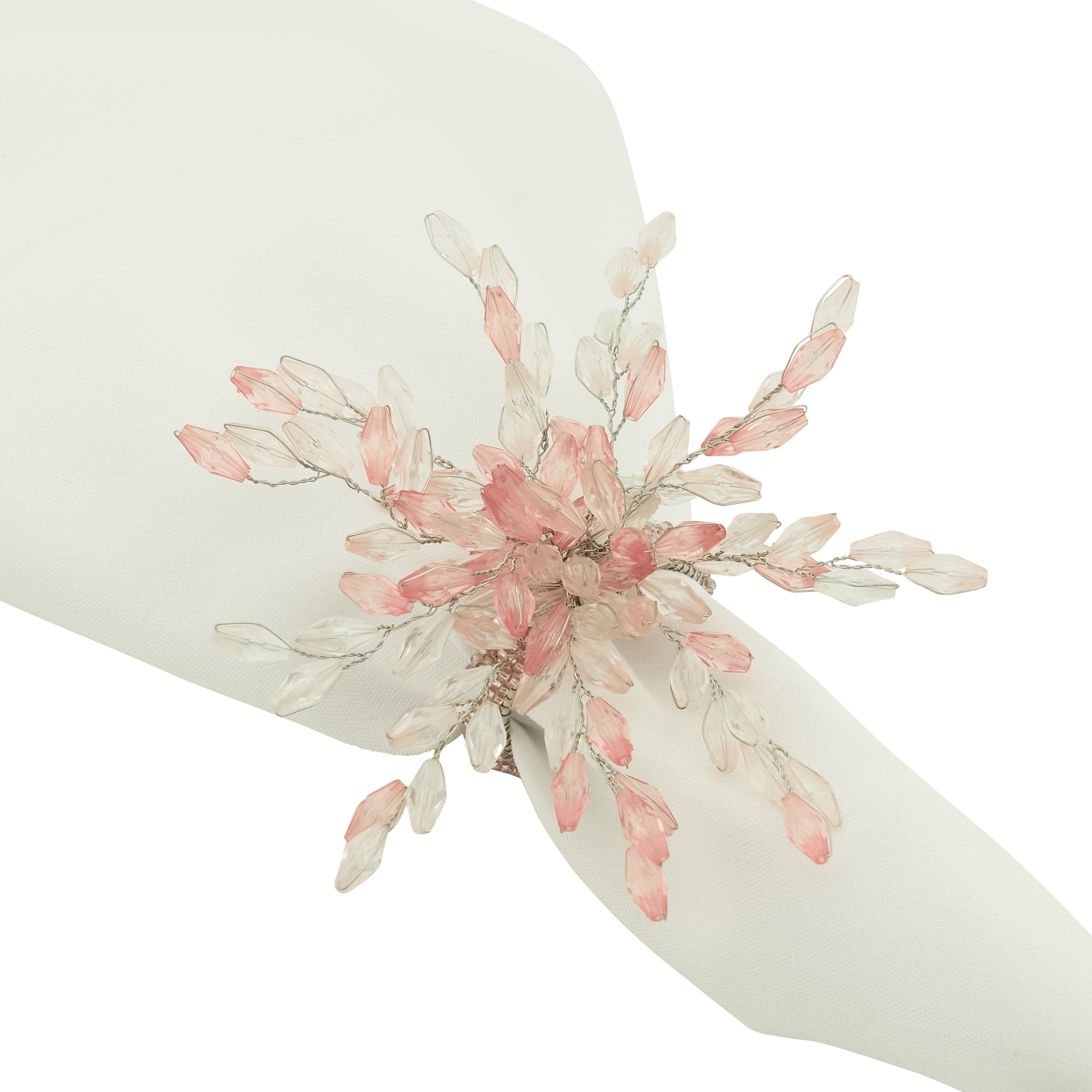 Beaded Flower Napkin Rings, Set of 4