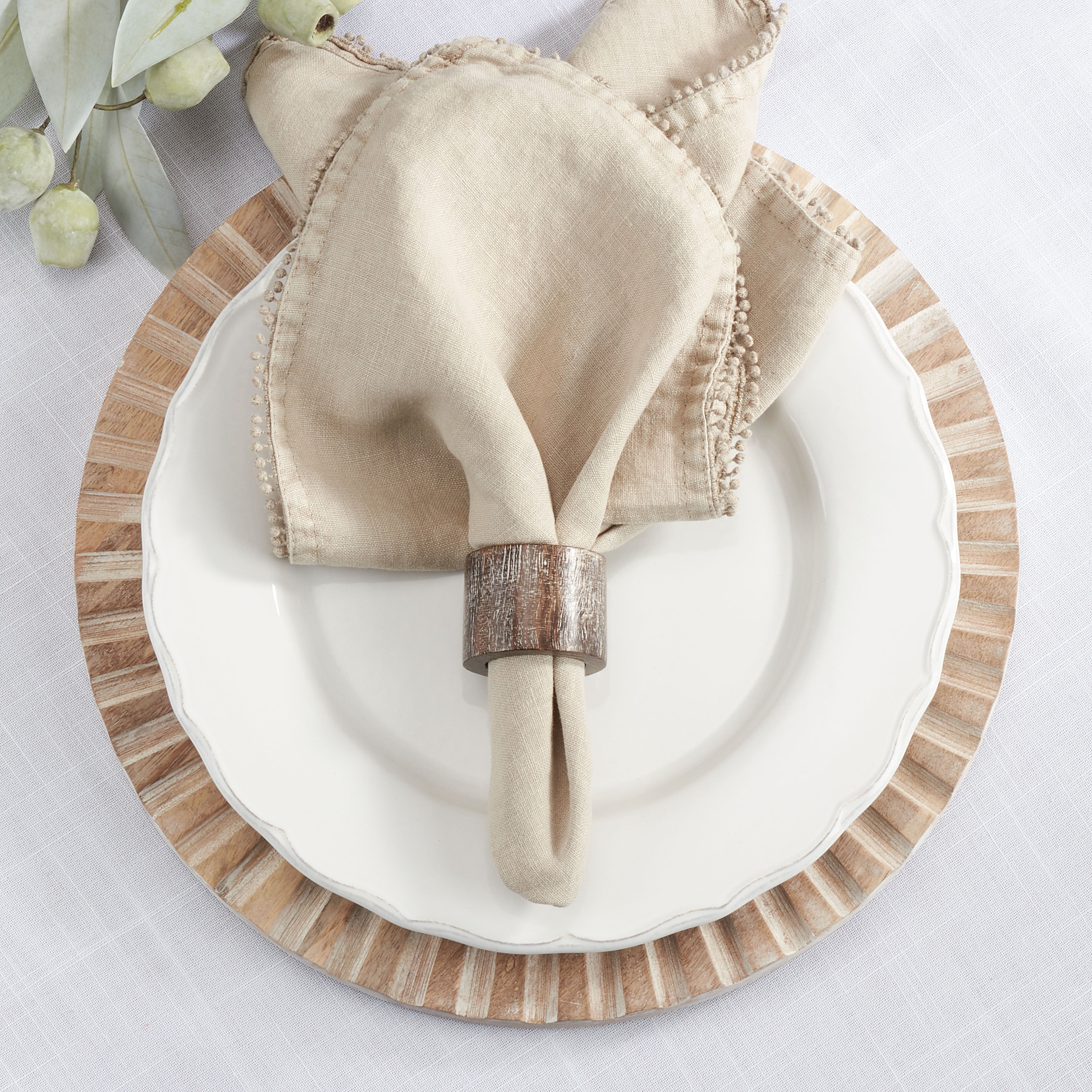 Wood Napkin Ring Holders, Set of 4