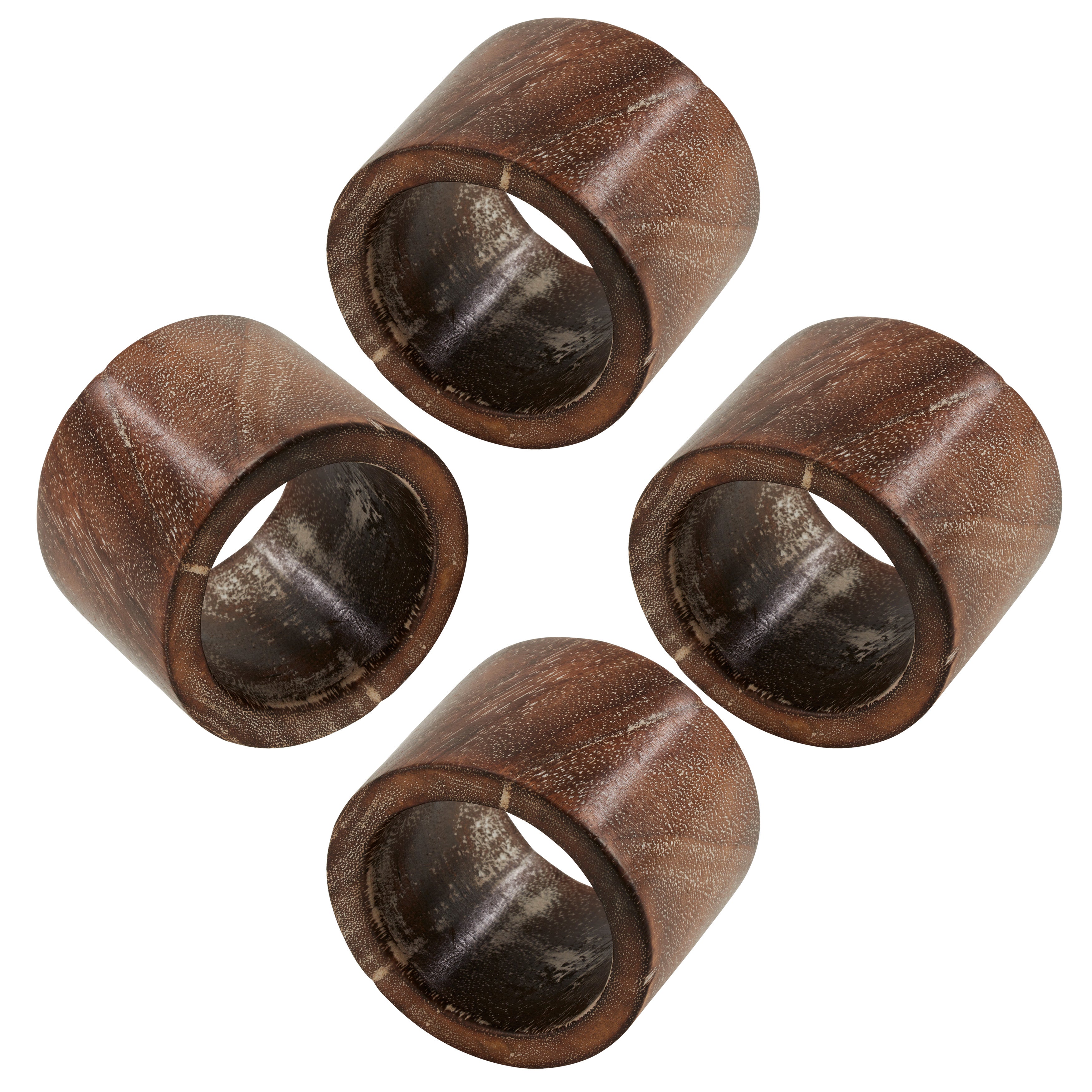 Wood Napkin Ring Holders, Set of 4