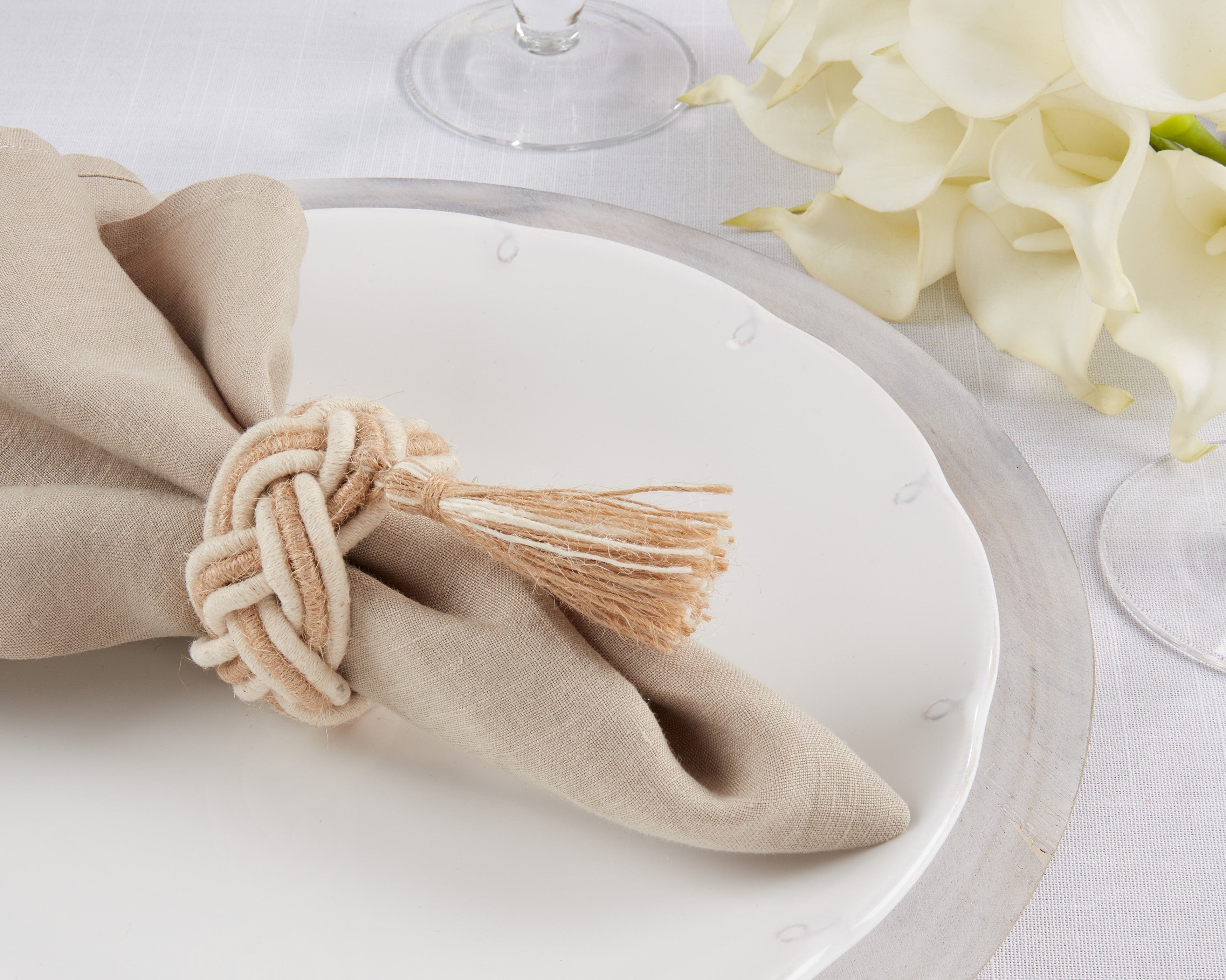 Braided Bliss Tassel Napkin Ring, Set of 4