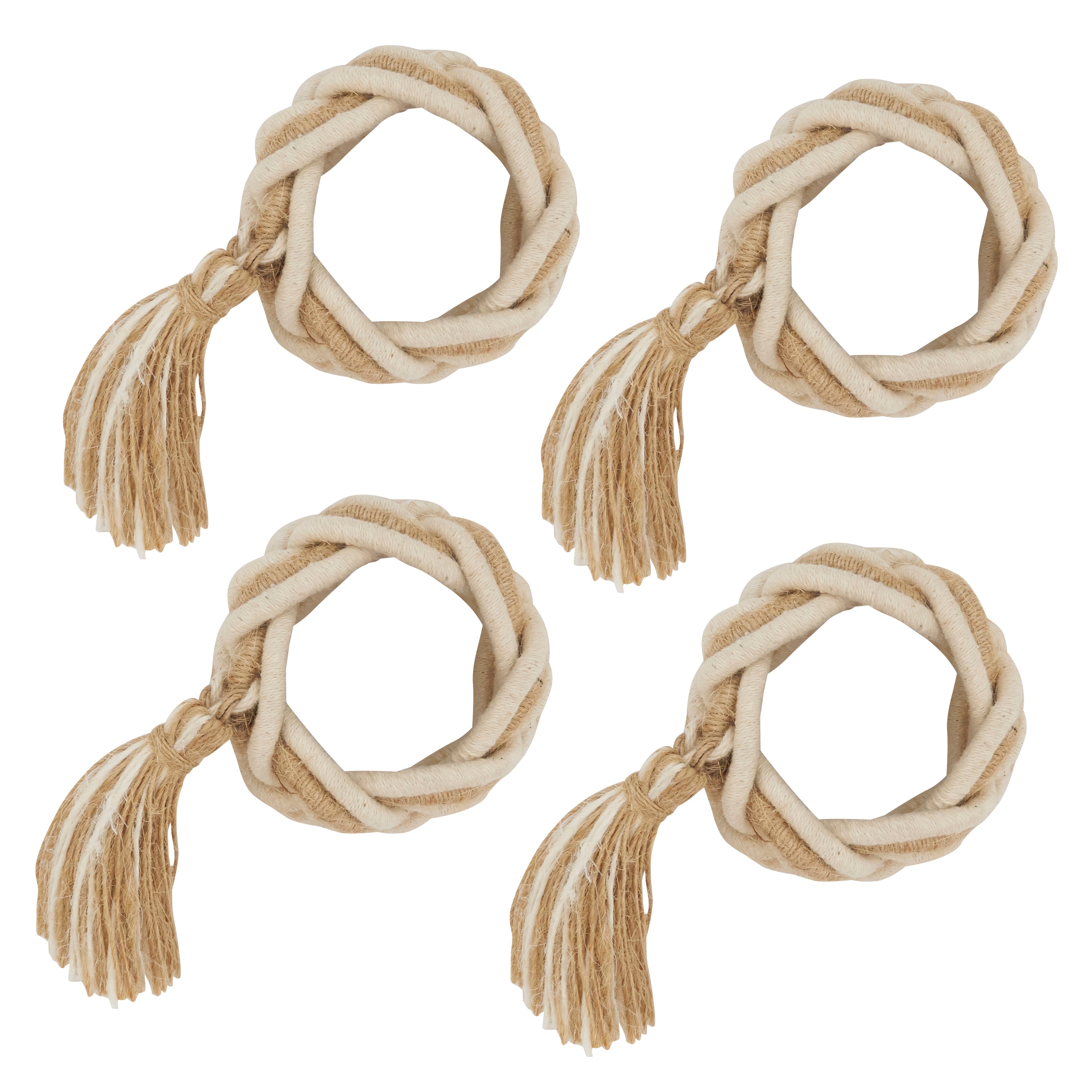 Braided Bliss Tassel Napkin Ring, Set of 4
