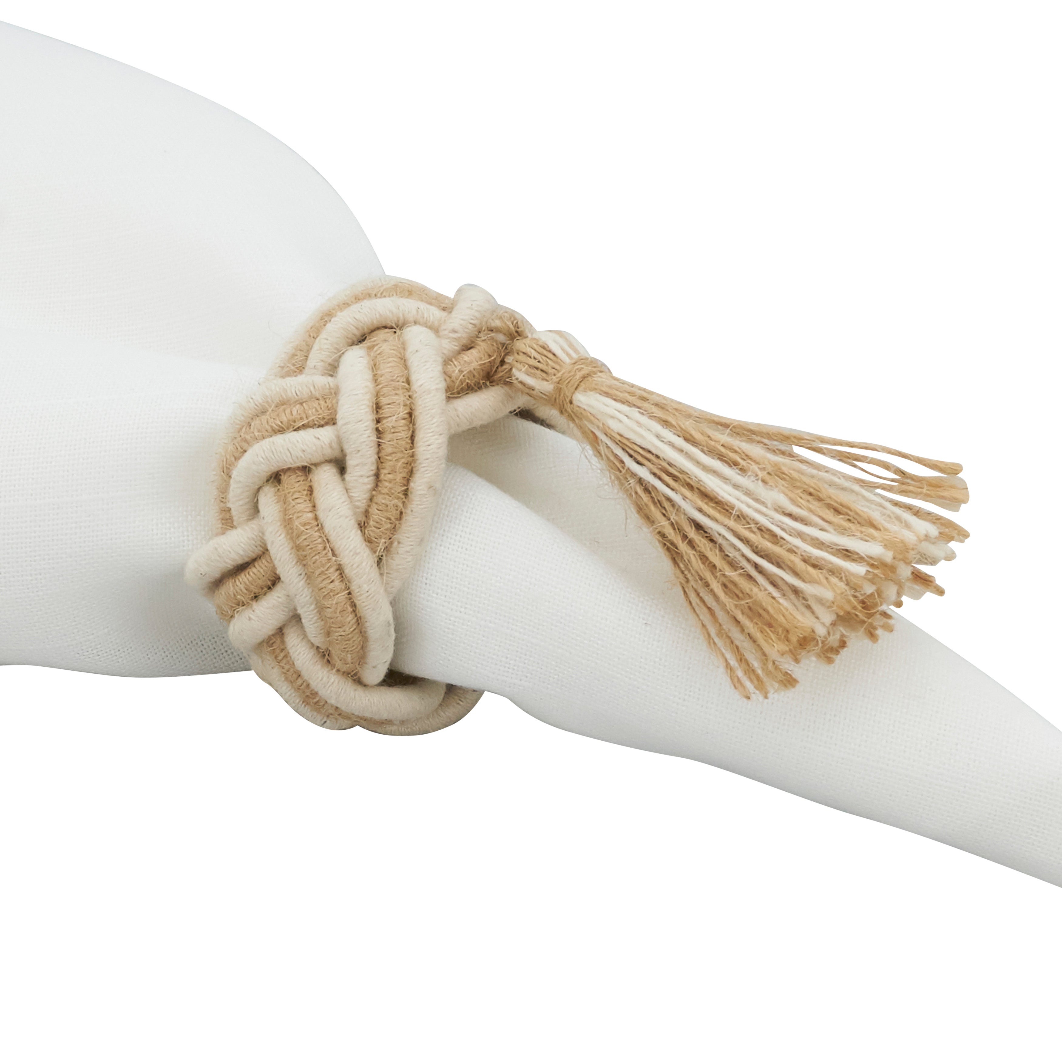 Braided Bliss Tassel Napkin Ring, Set of 4