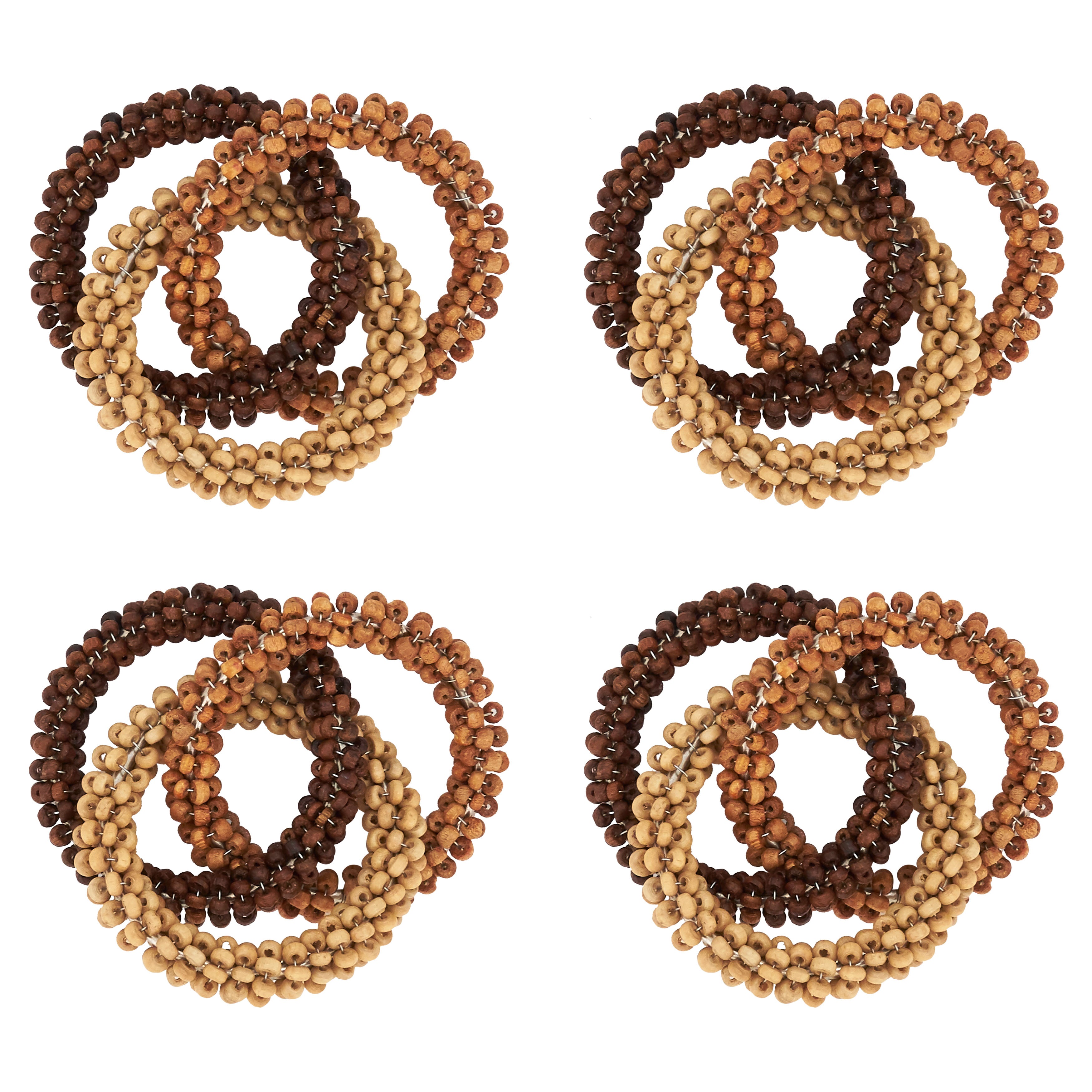 Beaded Interlock Design Napkin Ring, Set of 4