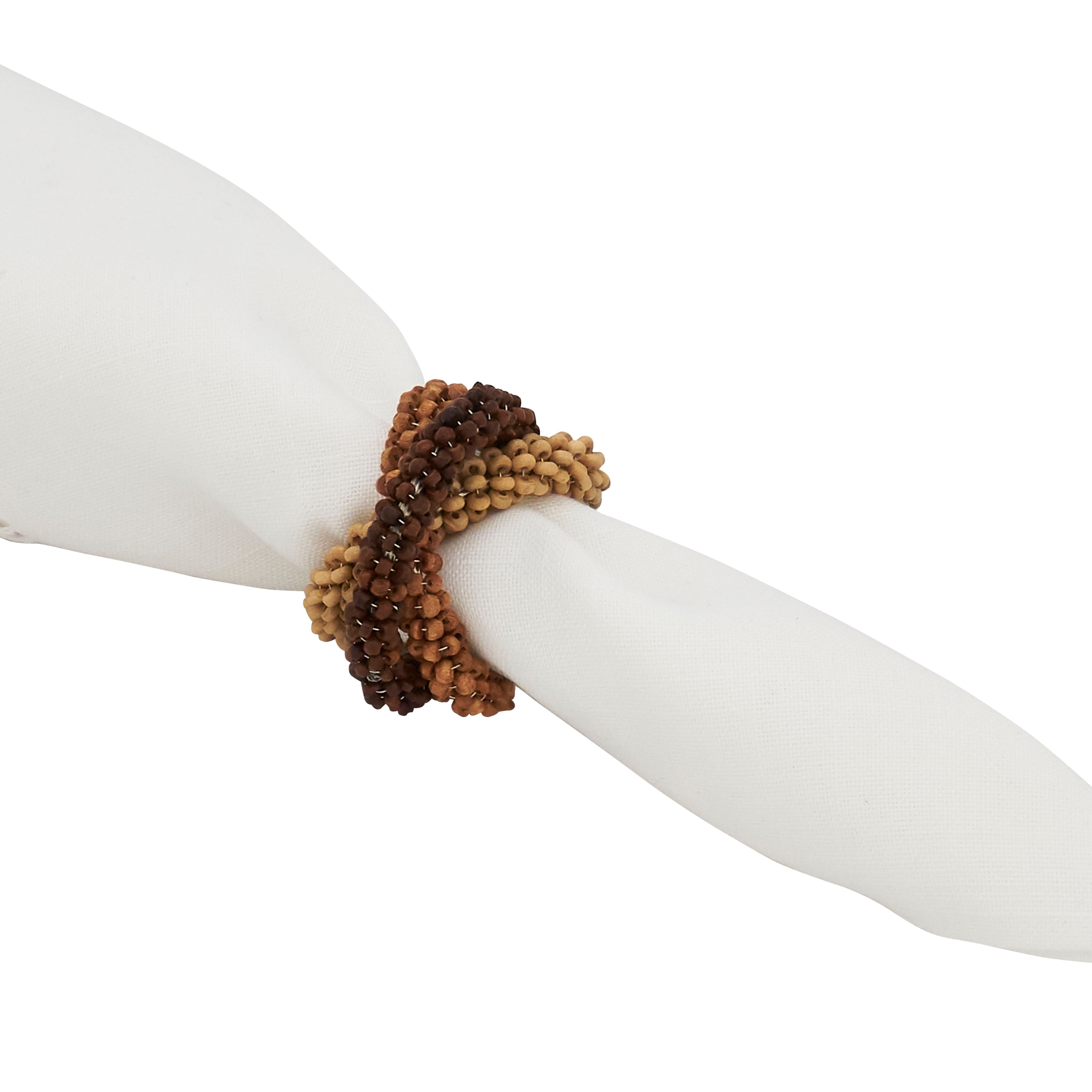 Beaded Interlock Design Napkin Ring, Set of 4