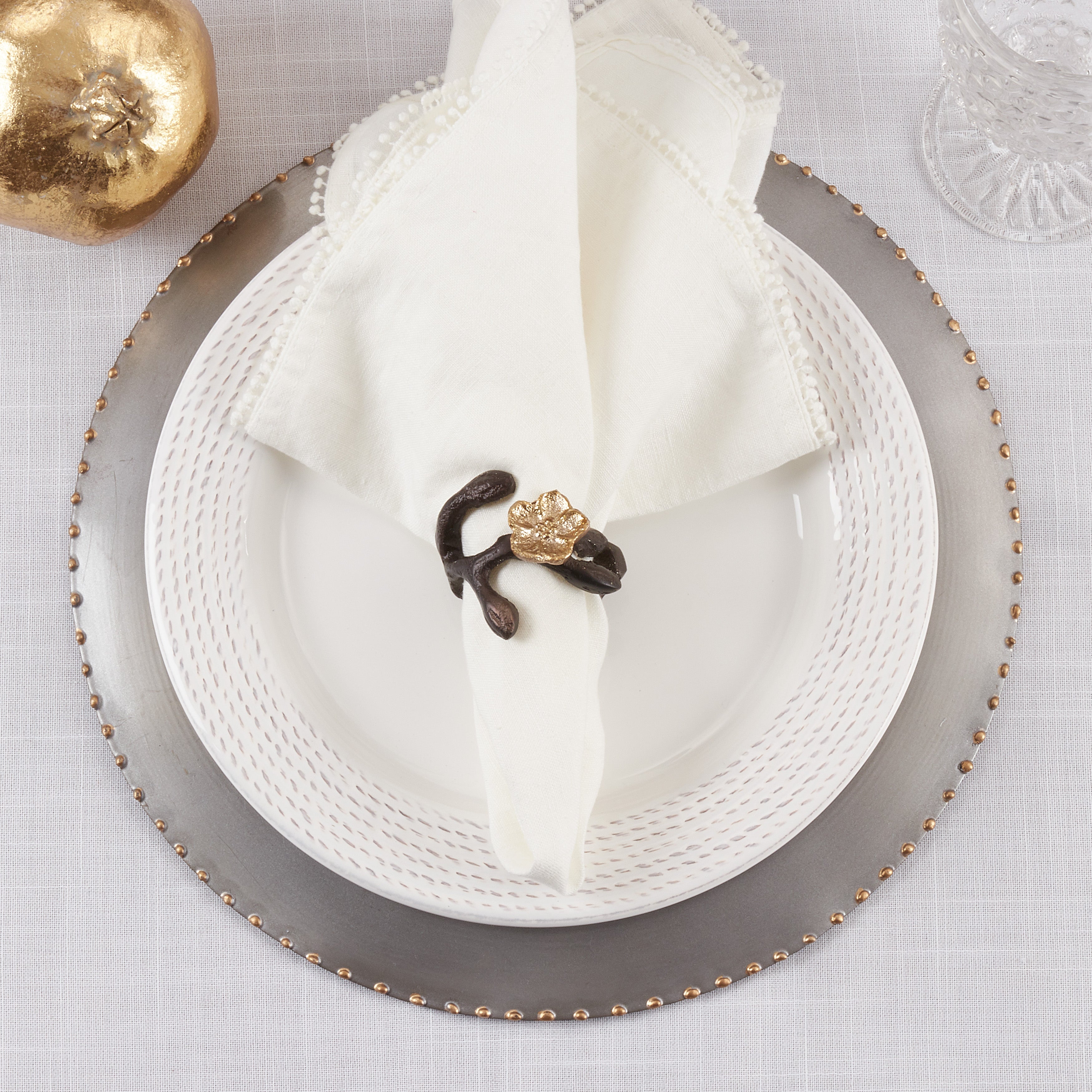 Orchid Twigs Napkin Ring, Set of 4