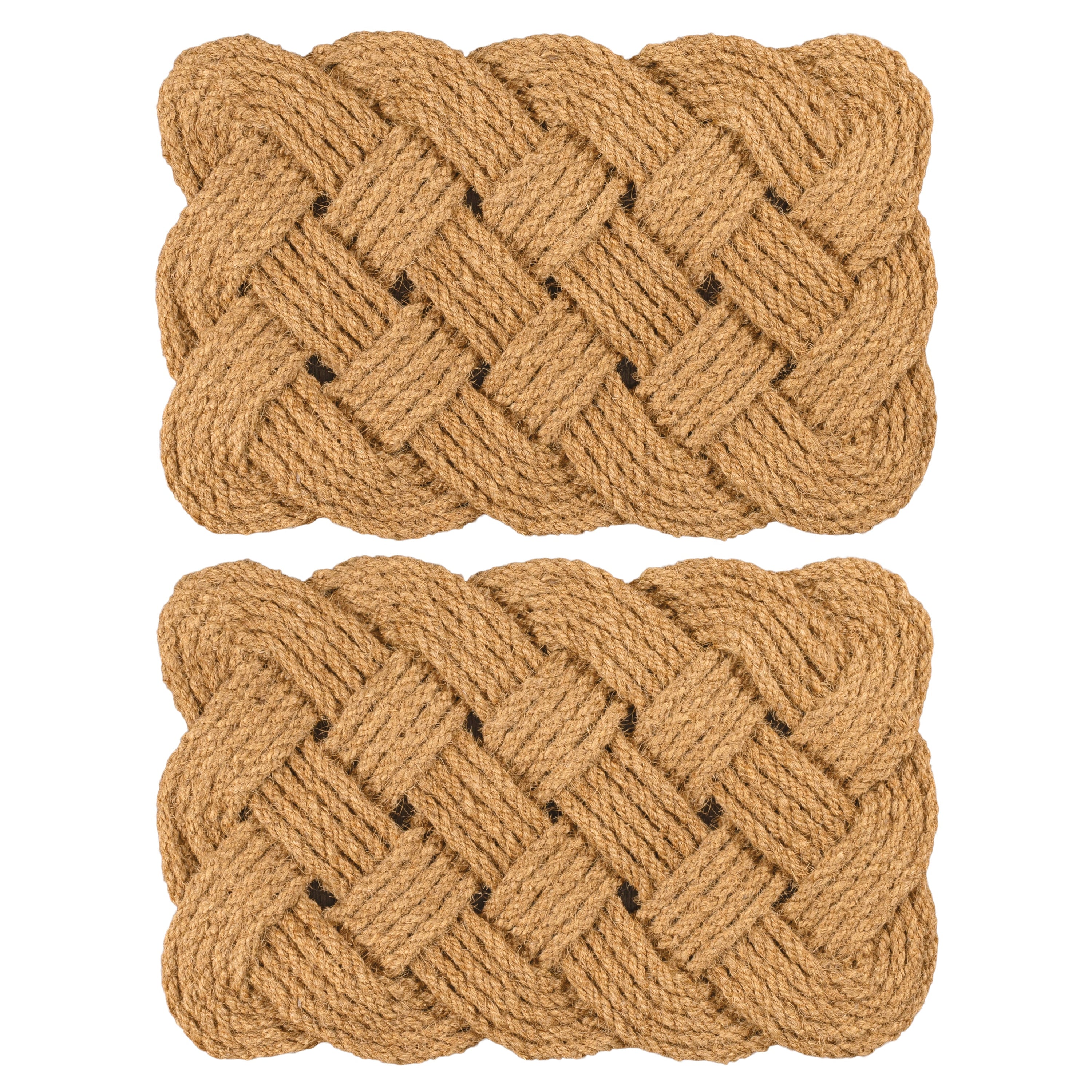 Maeve Classic Coastal Scalloped Basketweave Coir Indoor/Outdoor Door Mat, Set of 2