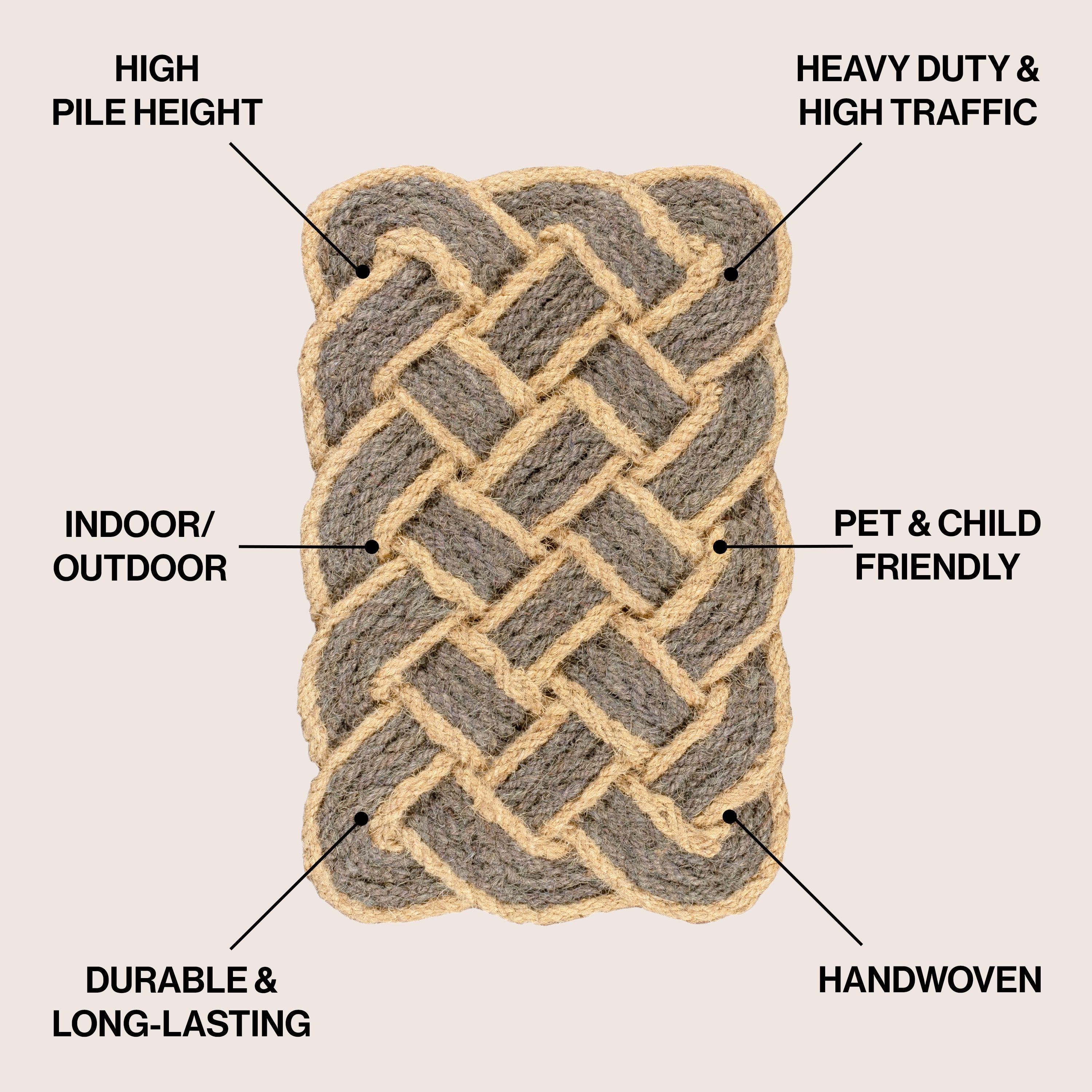 Maeve Classic Coastal Scalloped Basketweave Coir Indoor/Outdoor Door Mat, Set of 2