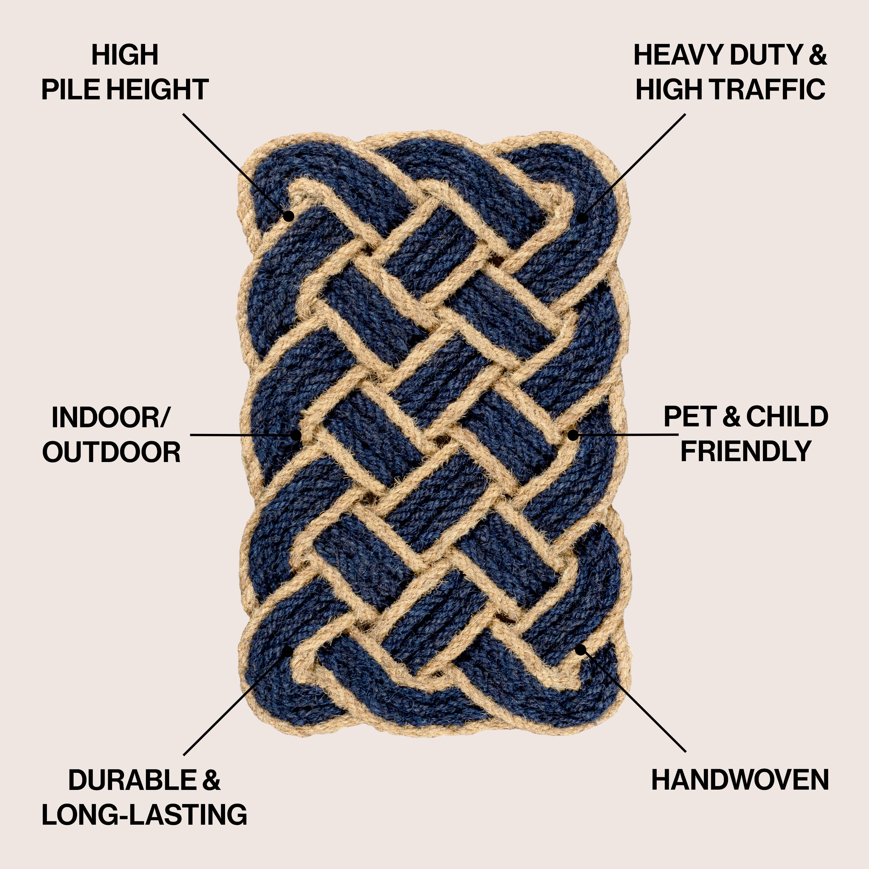 Maeve Classic Coastal Scalloped Basketweave Coir Indoor/Outdoor Door Mat, Set of 2