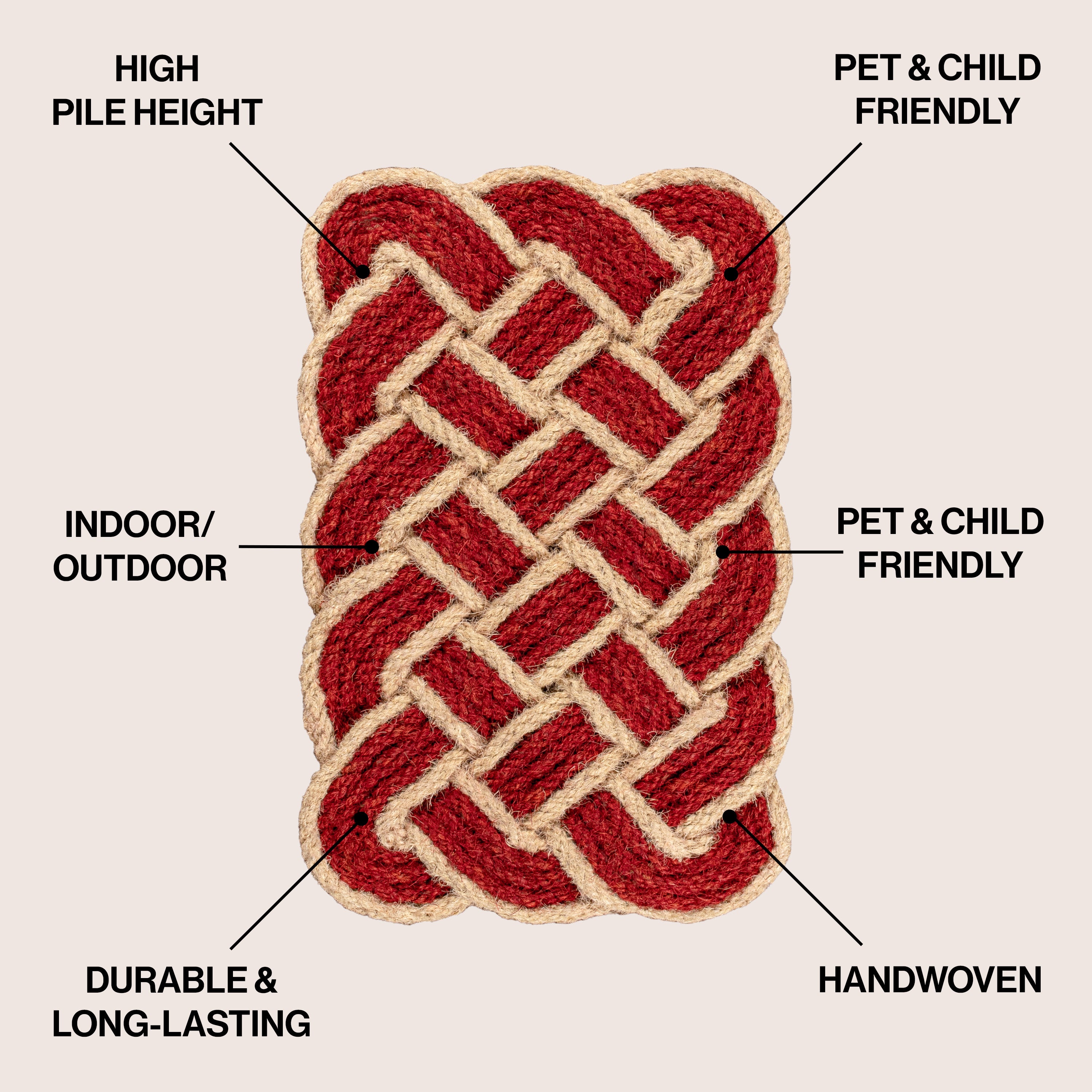 Maeve Classic Coastal Scalloped Basketweave Coir Indoor/Outdoor Door Mat, Set of 2