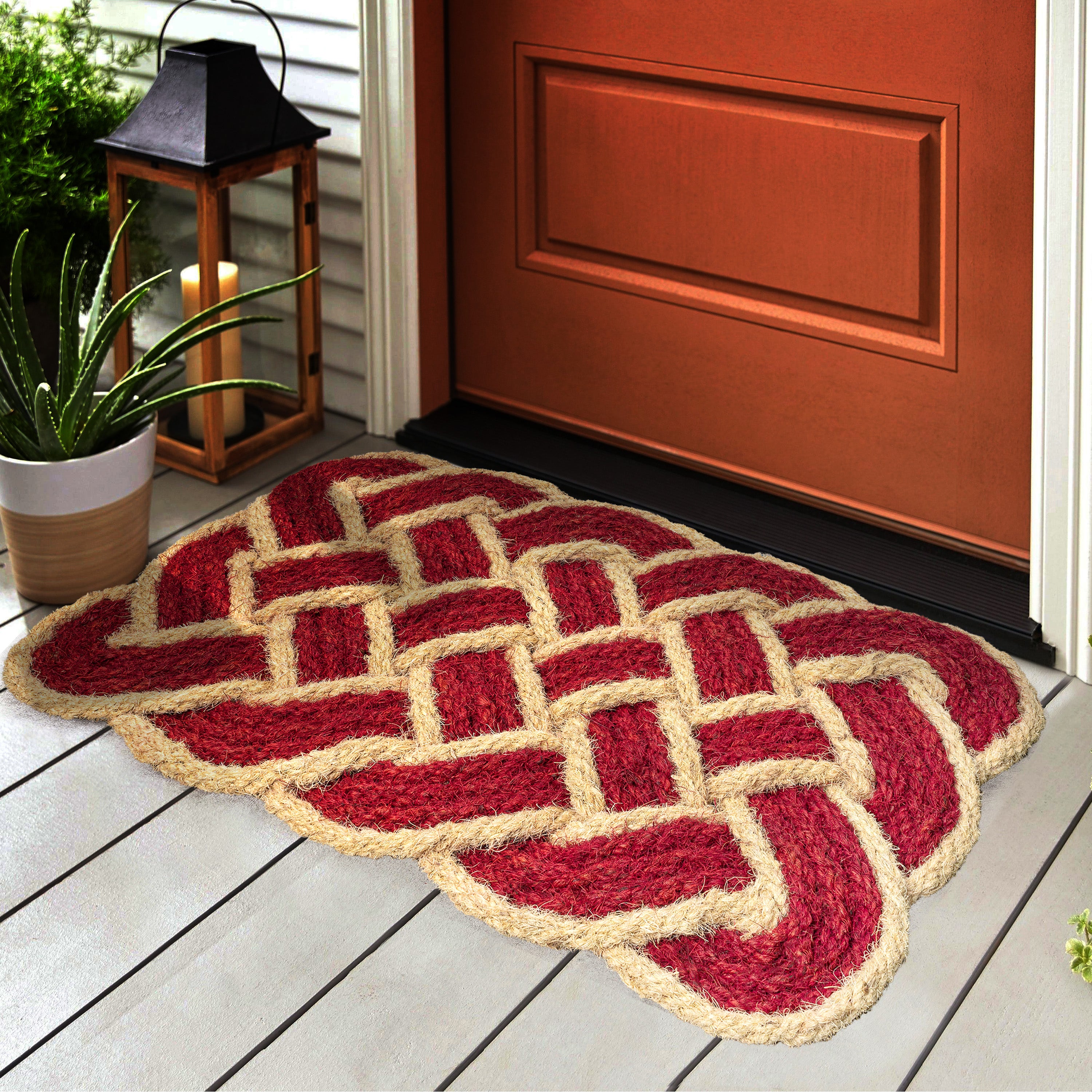 Maeve Classic Coastal Scalloped Basketweave Coir Indoor/Outdoor Door Mat, Set of 2