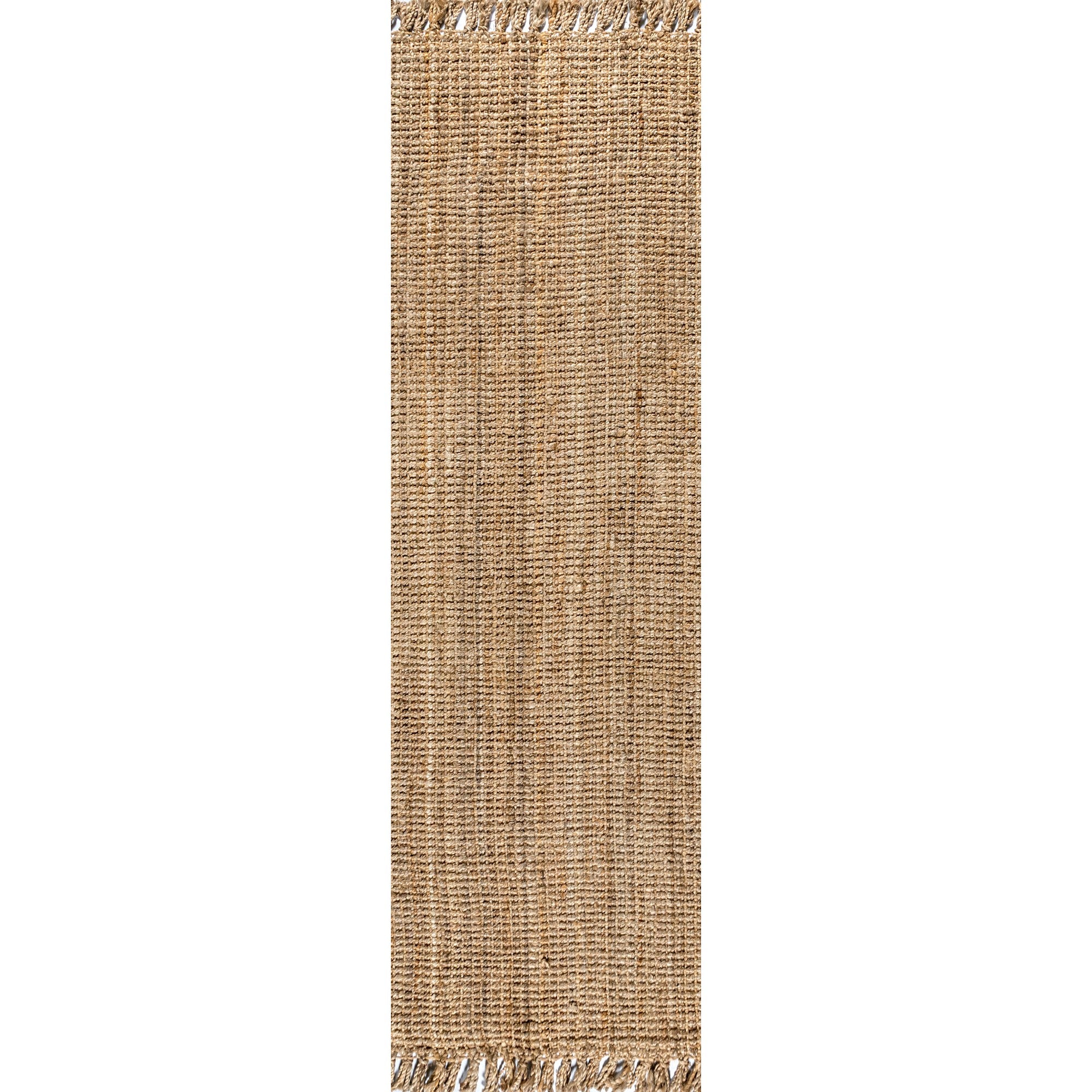 Pata Hand Woven Chunky Jute with Fringe Area Rug