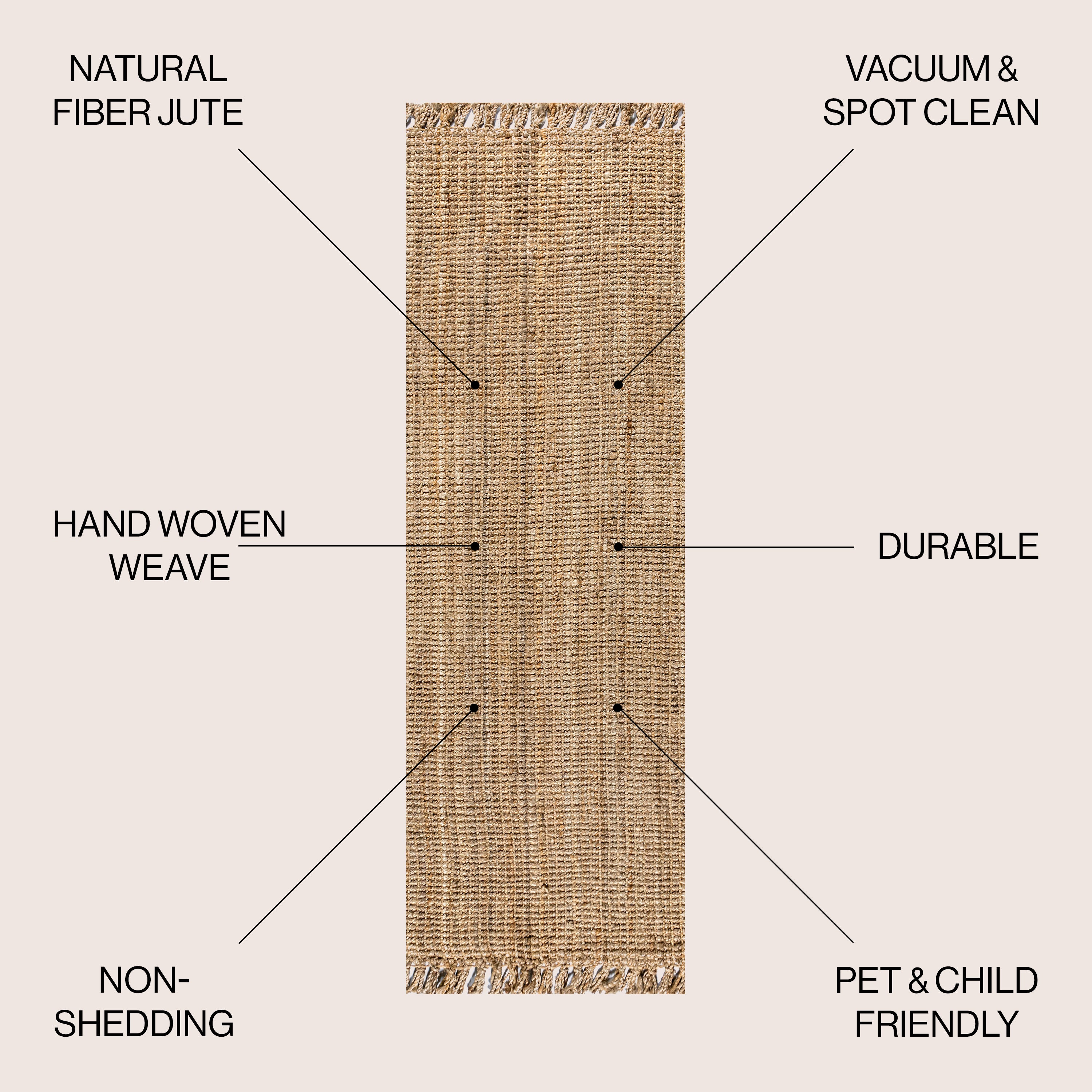 Pata Hand Woven Chunky Jute with Fringe Area Rug