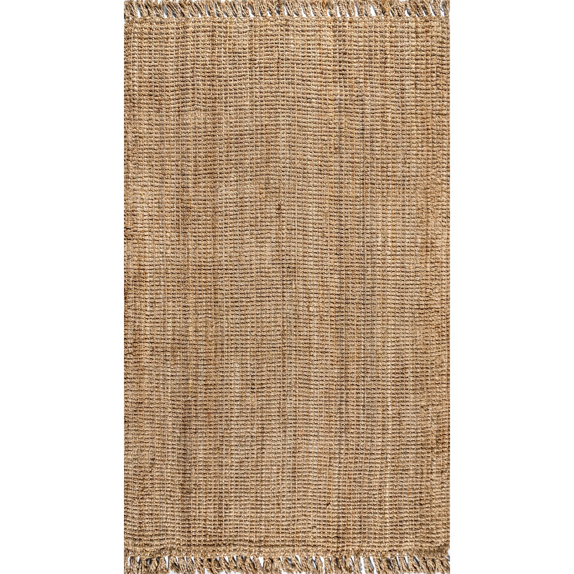 Pata Hand Woven Chunky Jute with Fringe Area Rug