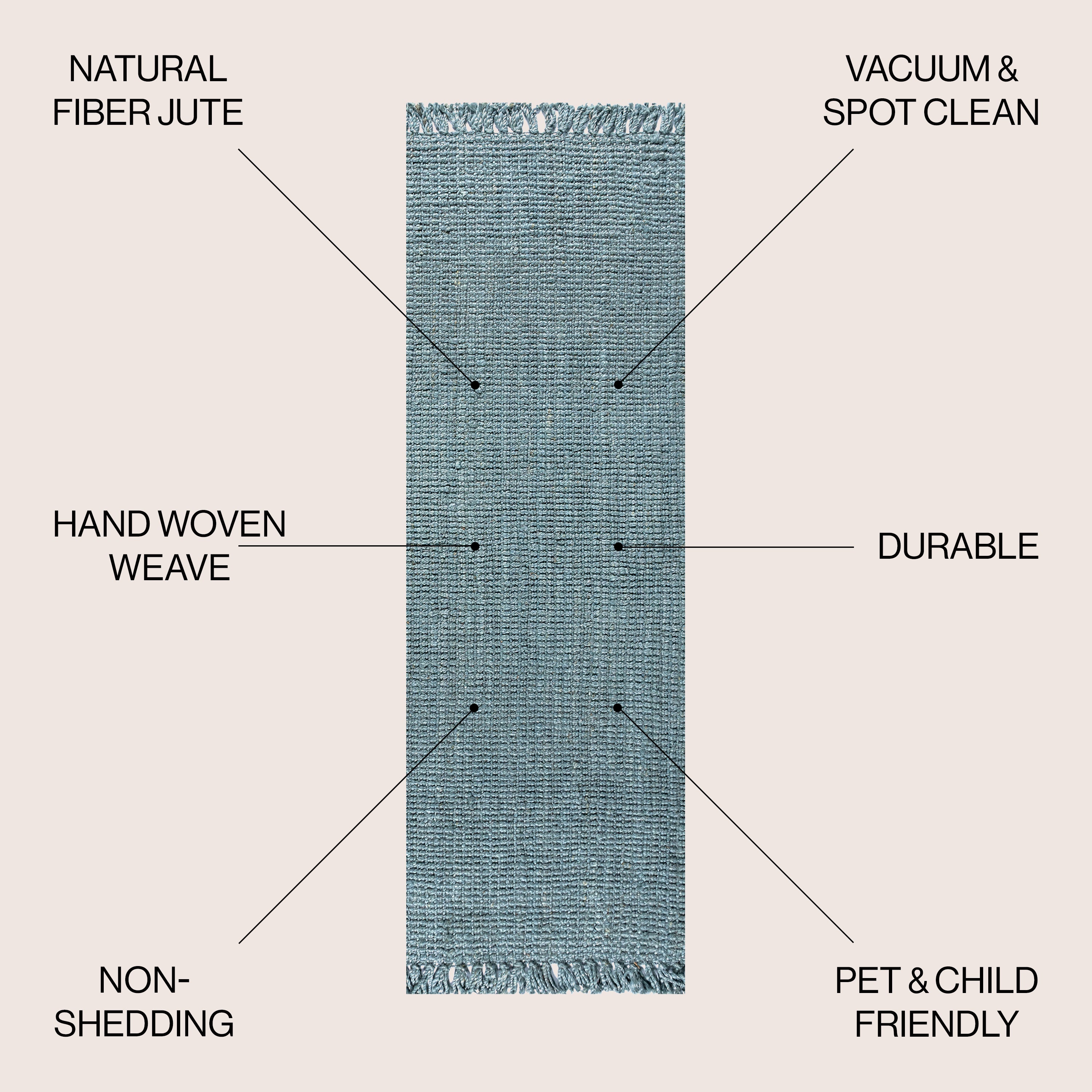 Pata Hand Woven Chunky Jute with Fringe Area Rug