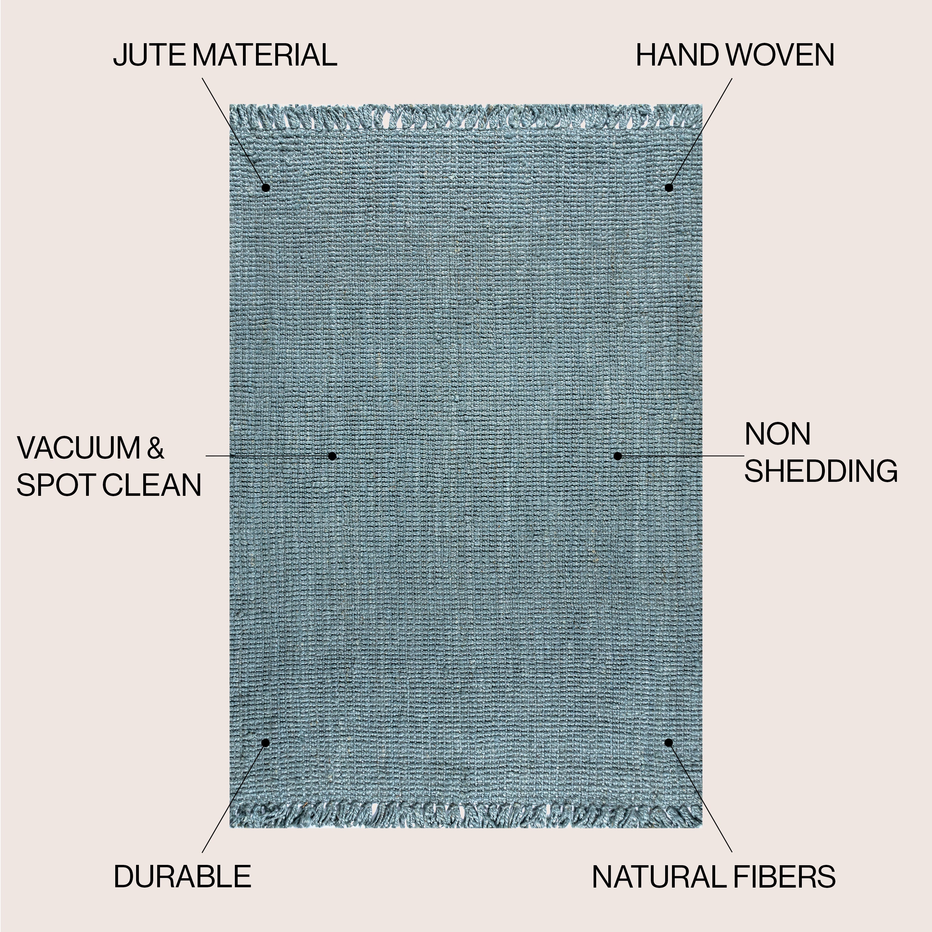 Pata Hand Woven Chunky Jute with Fringe Area Rug