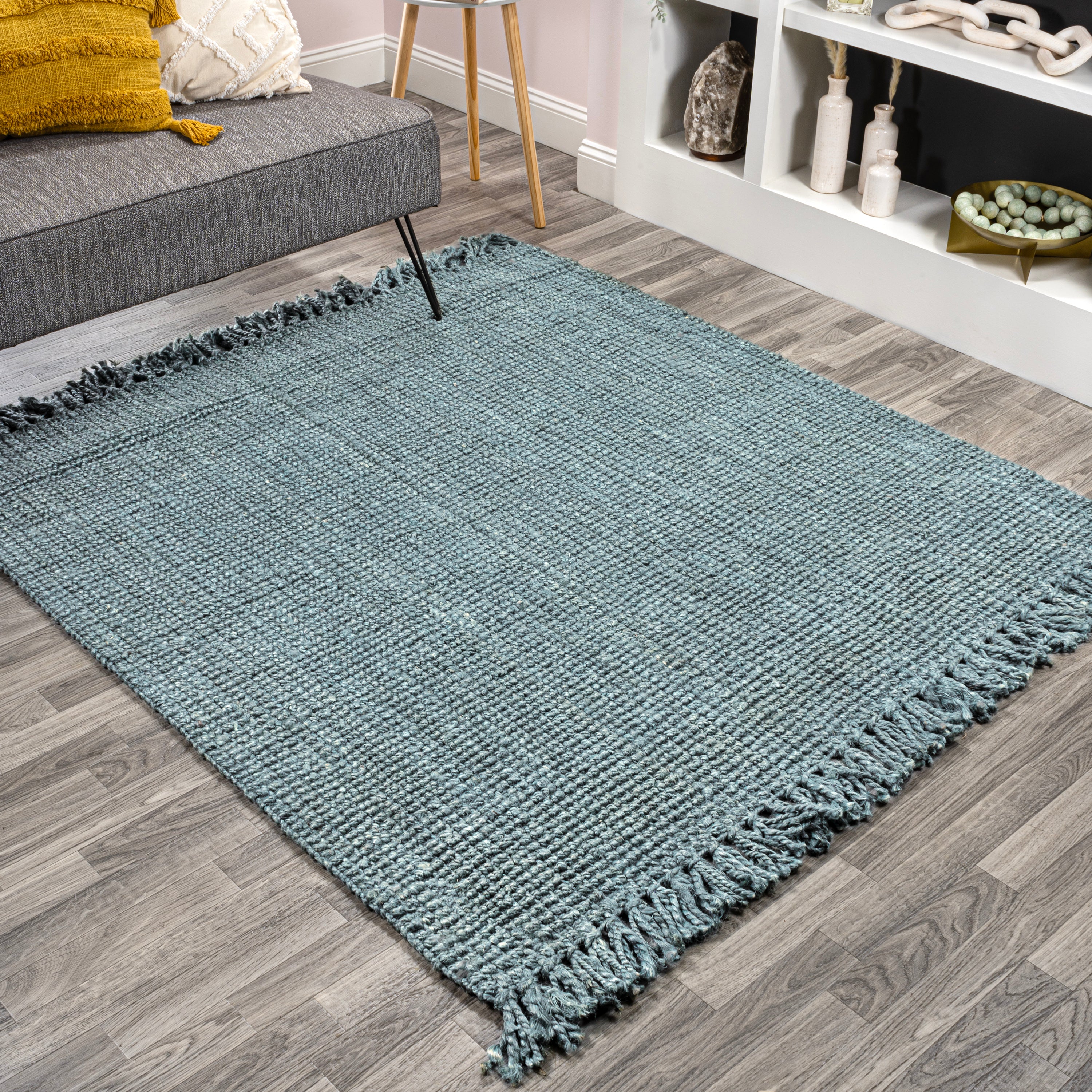 Pata Hand Woven Chunky Jute with Fringe Area Rug