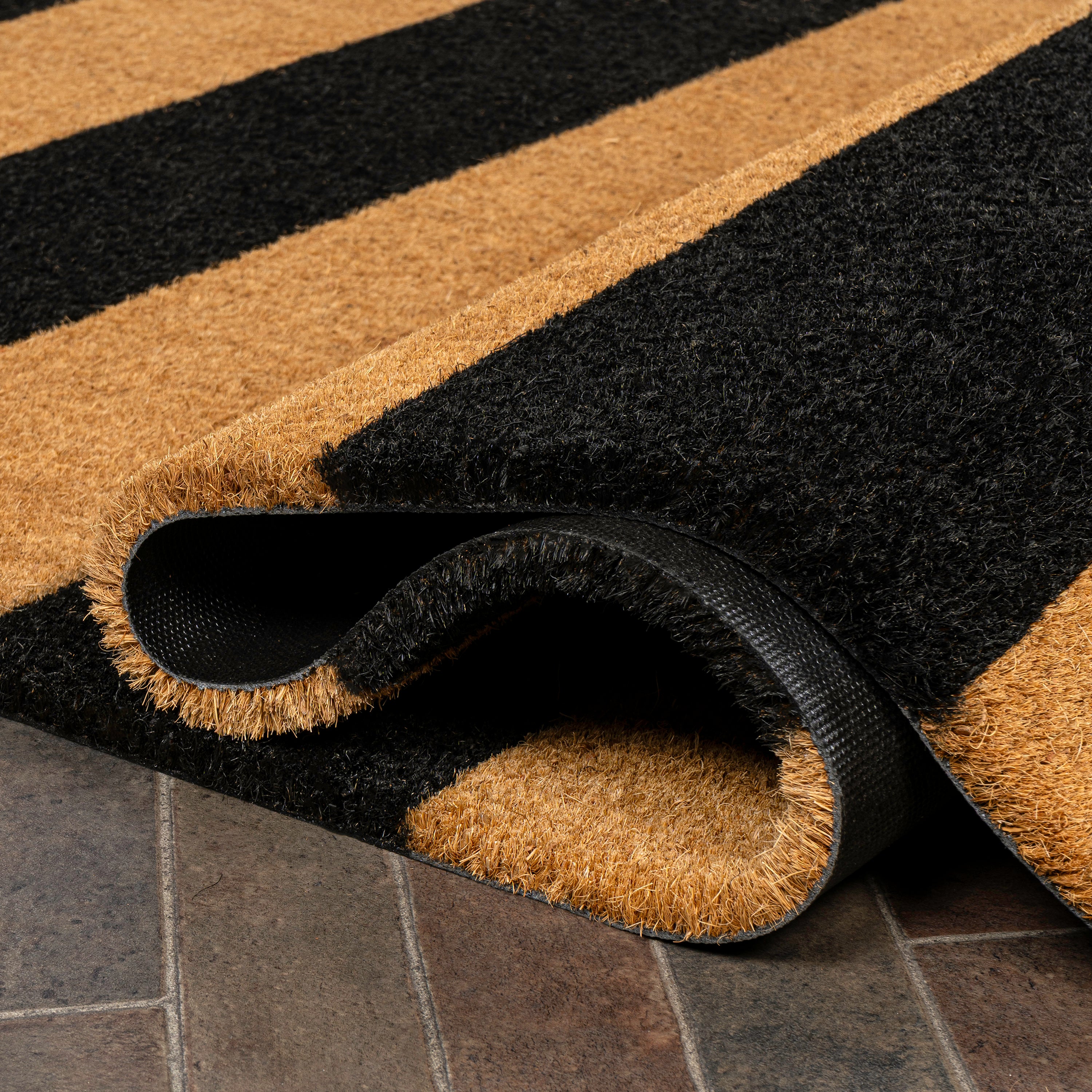 Sutton Modern Coastal Striped Coir Indoor/Outdoor Doormat