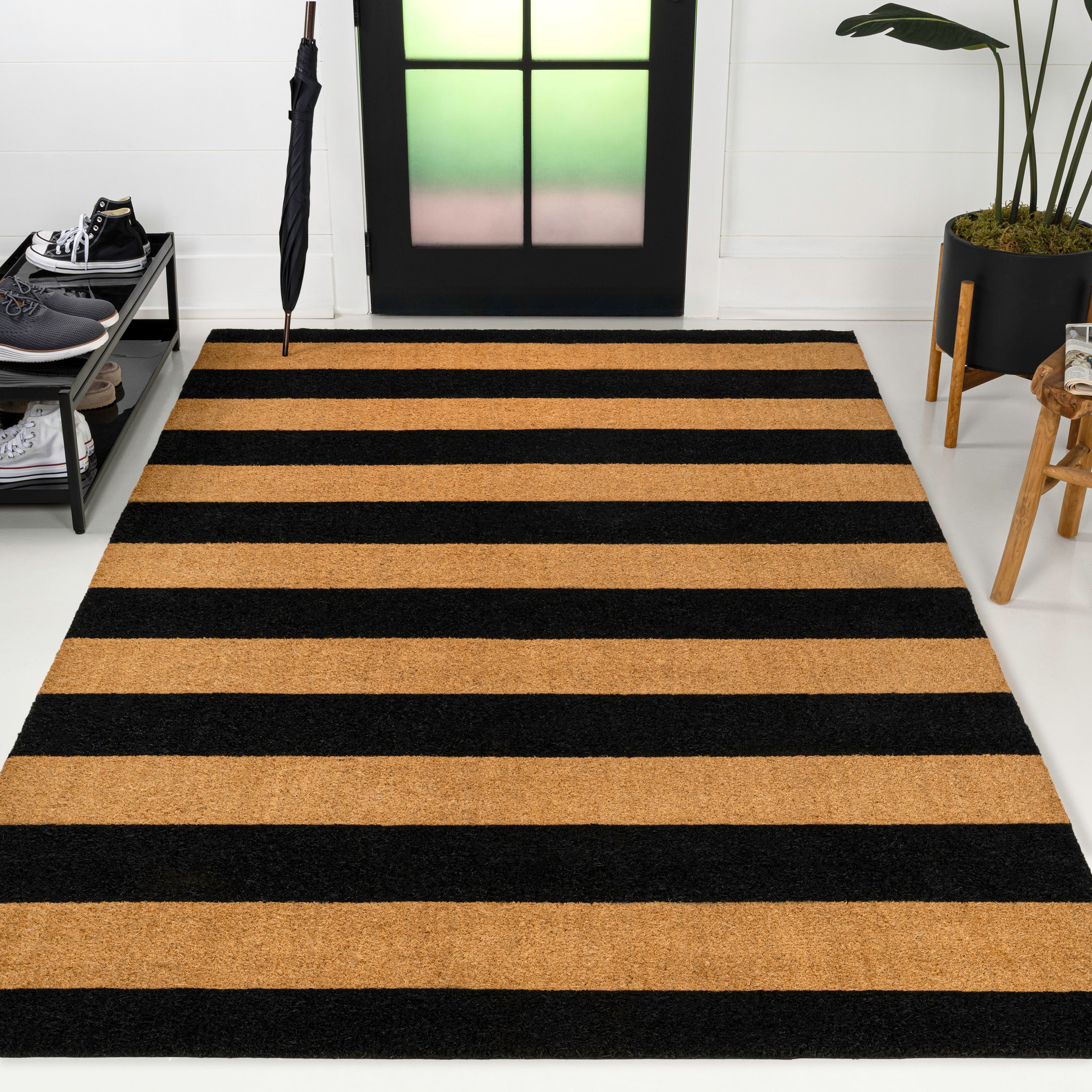 Sutton Modern Coastal Striped Coir Indoor/Outdoor Doormat