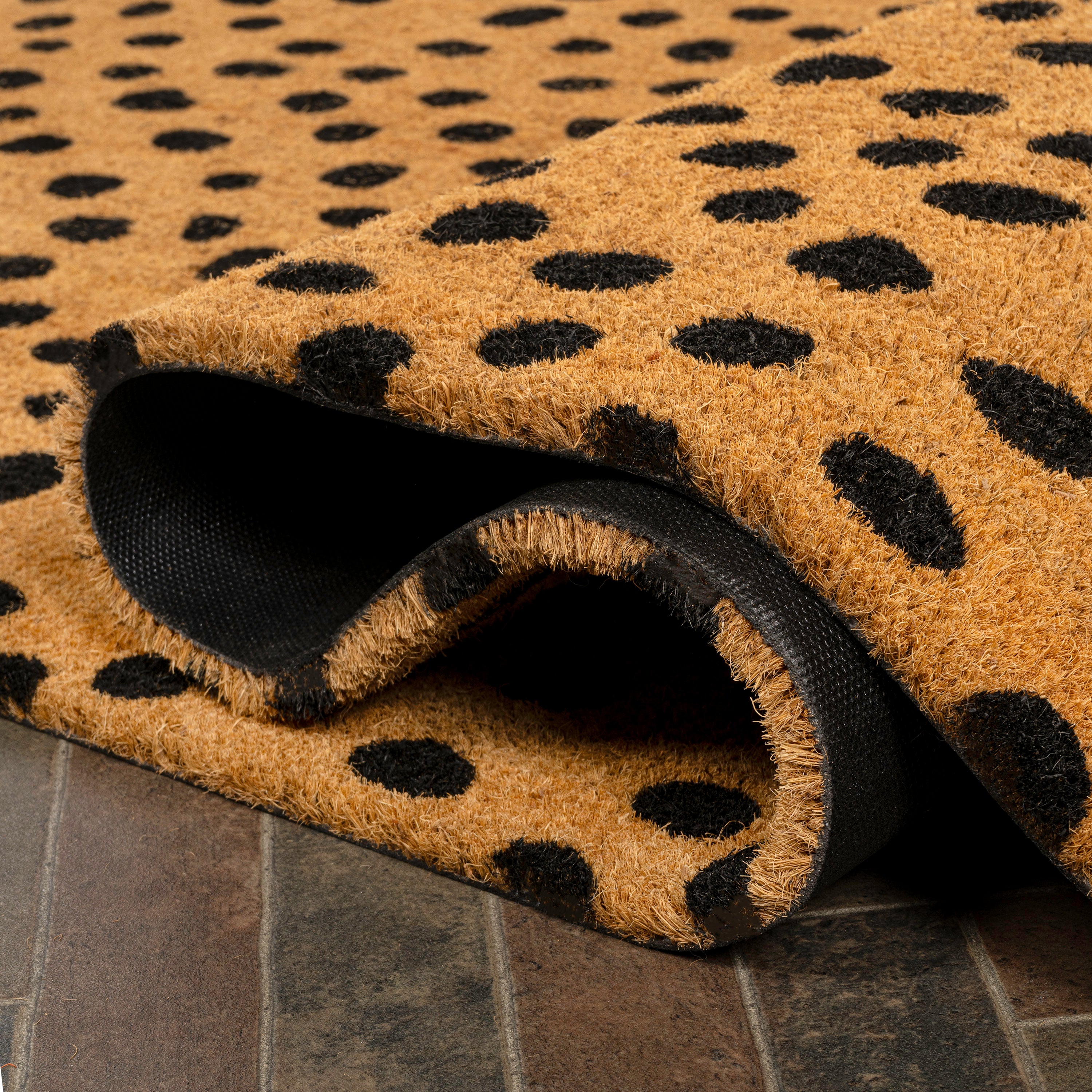 Daphne Modern Classic Animal-Spot Bordered Coir Indoor/Outdoor Doormat