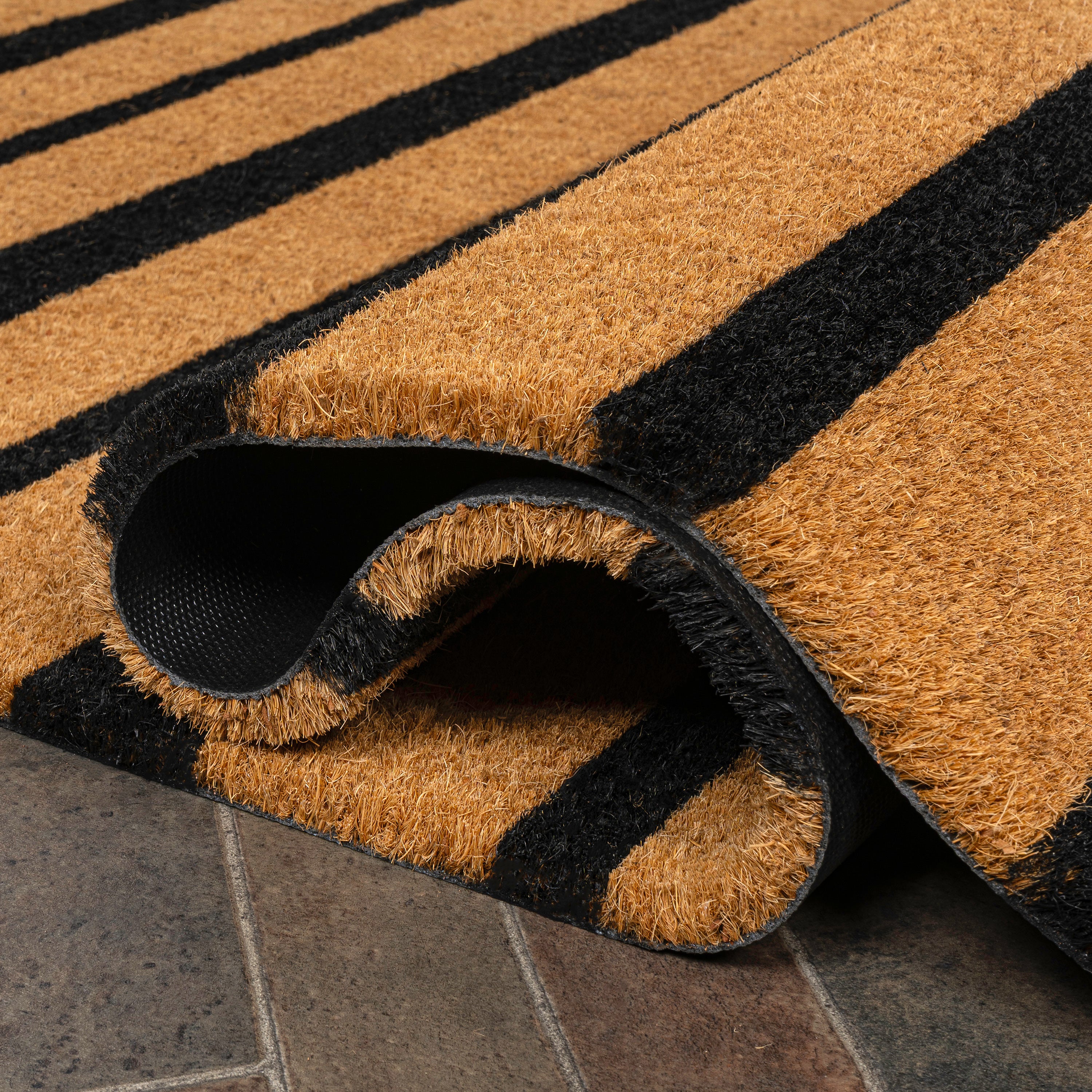 Hadley Modern Classic Ticking Stripe Coir Indoor/Outdoor Doormat