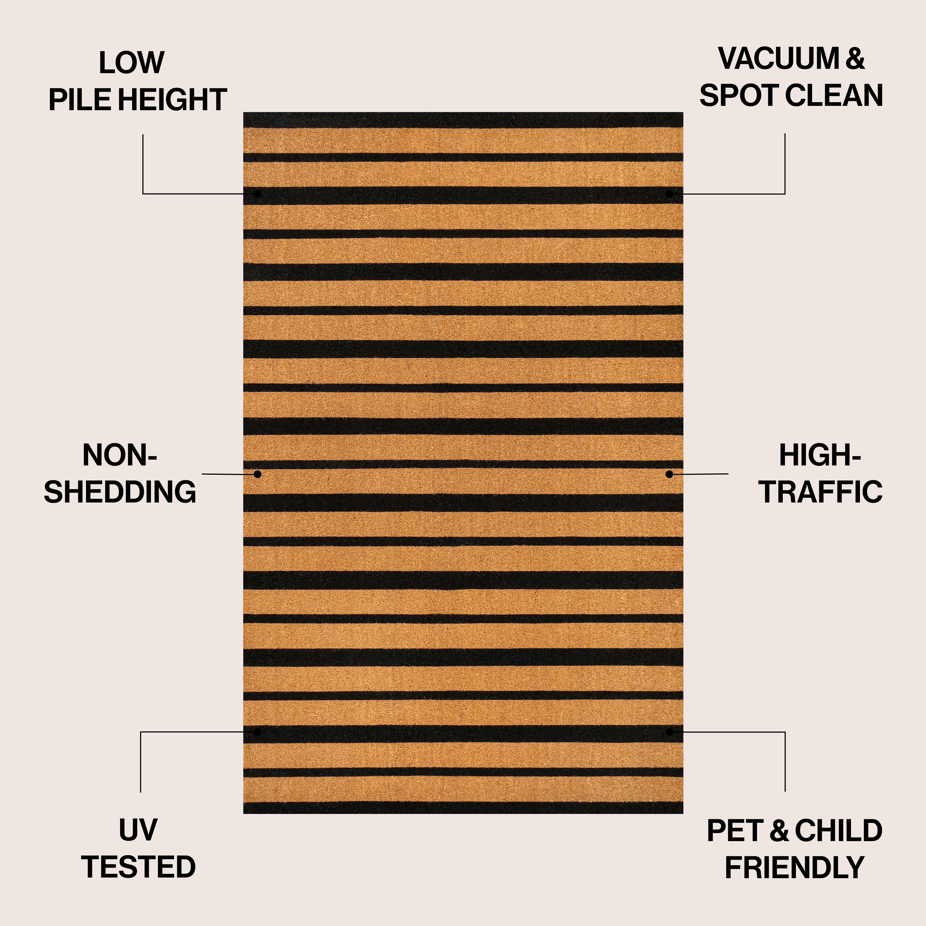 Hadley Modern Classic Ticking Stripe Coir Indoor/Outdoor Doormat