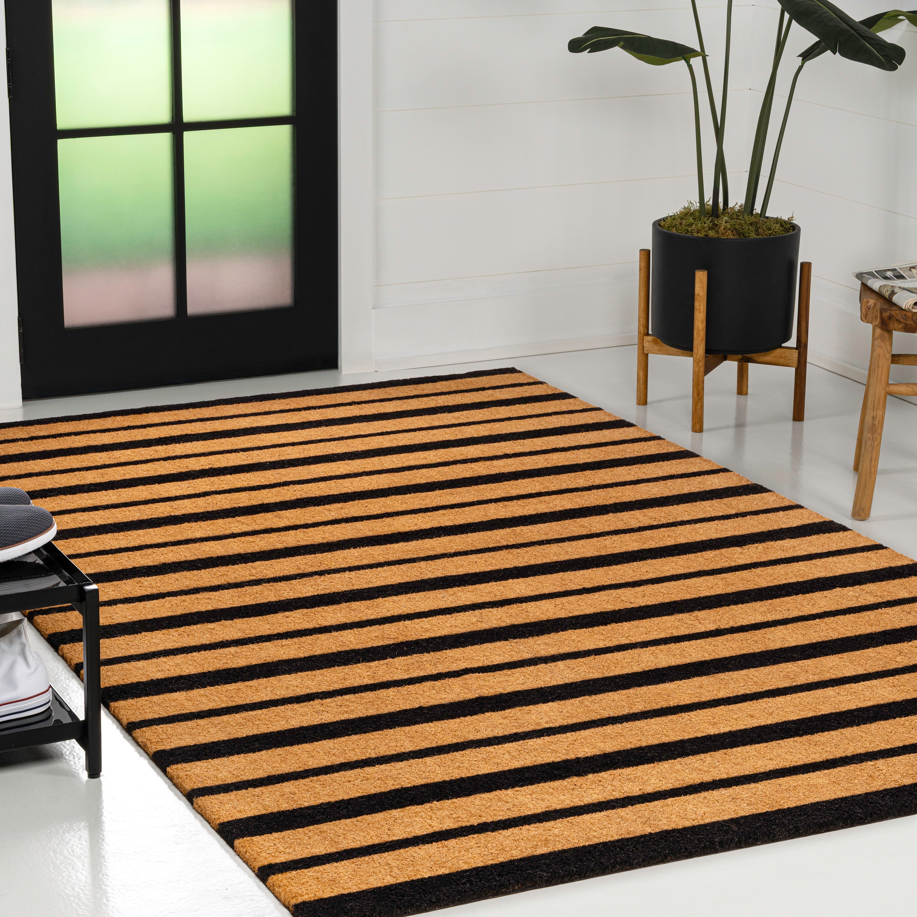 Hadley Modern Classic Ticking Stripe Coir Indoor/Outdoor Doormat
